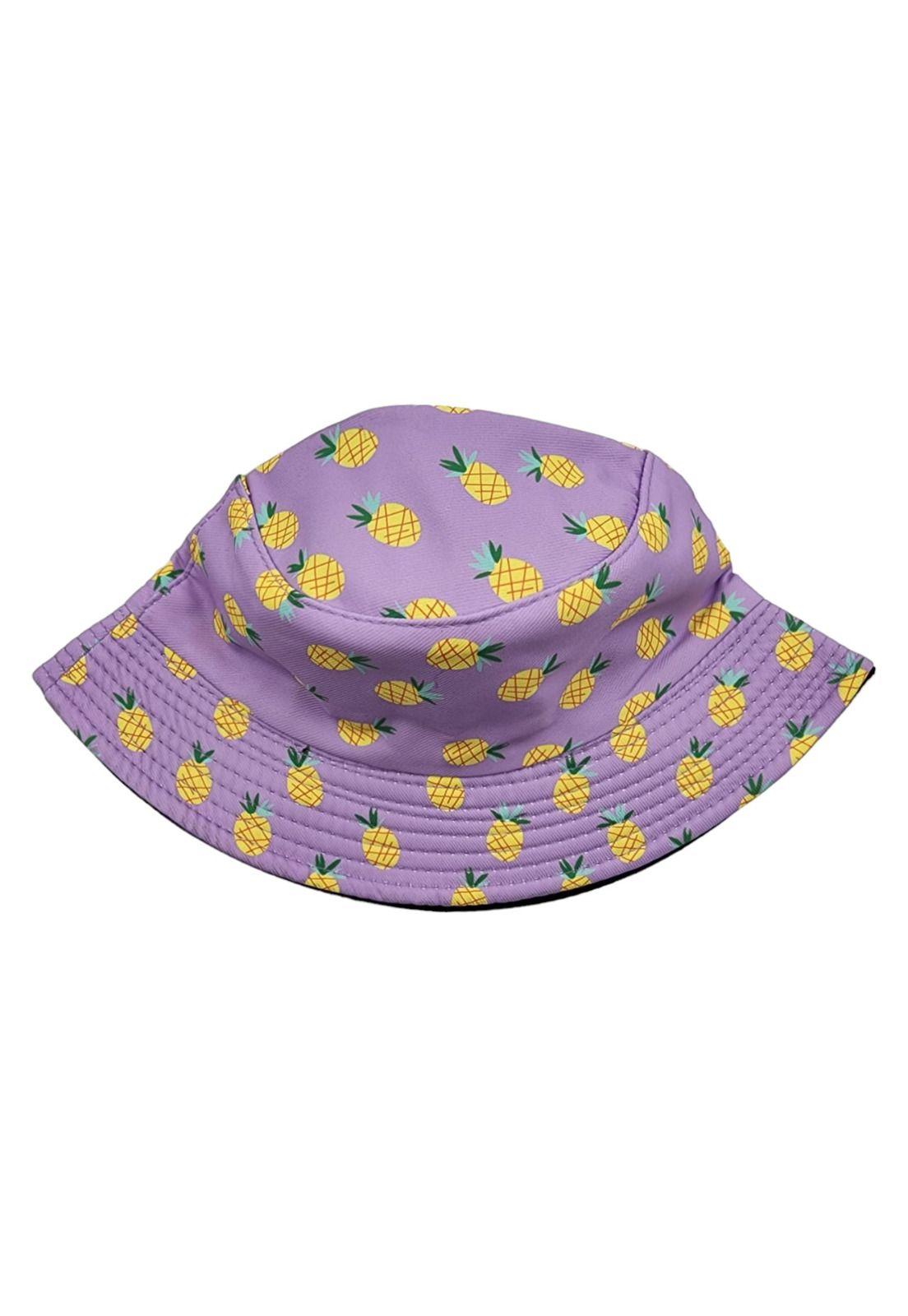 Sombrero Pescador Morado Diseño Piña 13*18cm-1