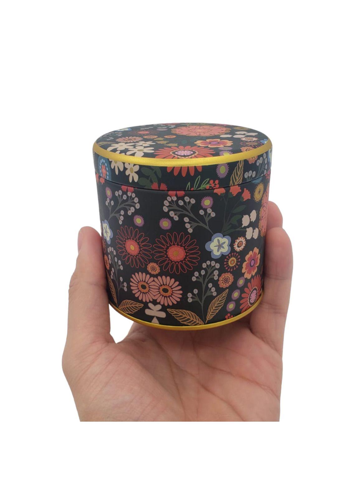 Caja Metal Diseño Flores 8.3*8.5cm-2