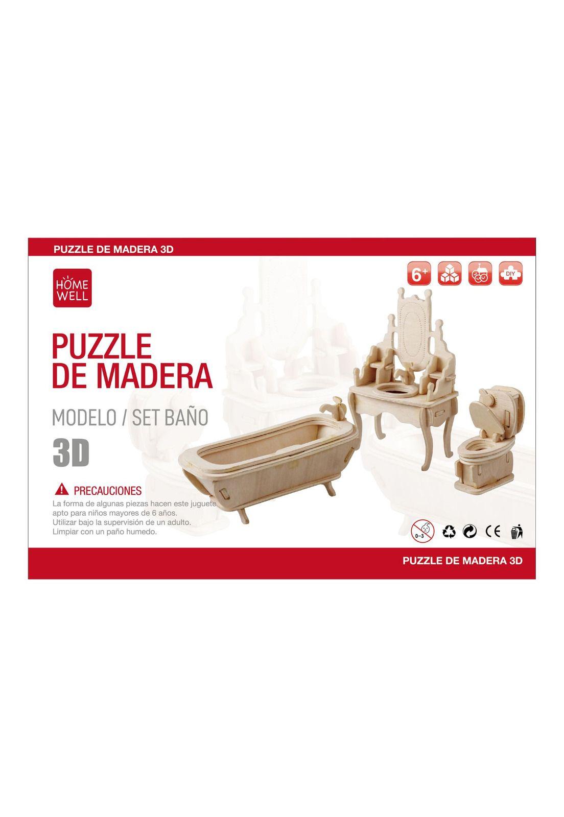 Puzzle de Madera Modelo Set de Baño 3D-0