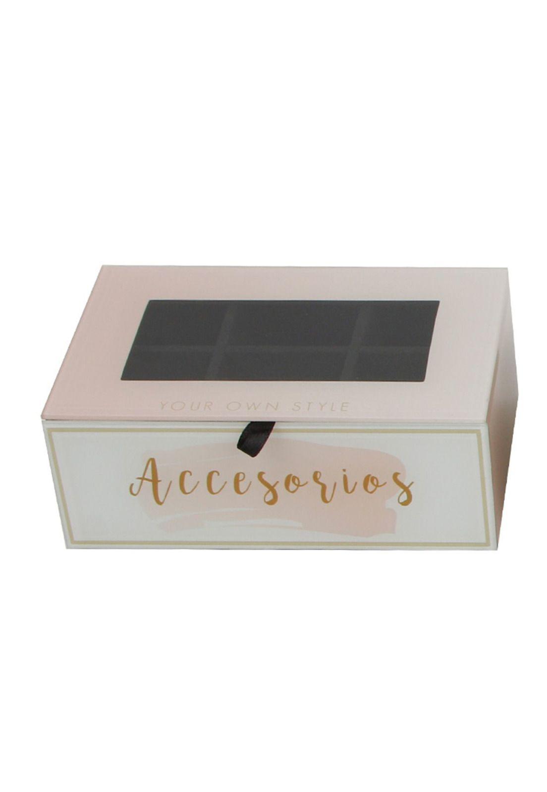 Caja de Vidrio Organizadora Rosada 20x13x9cm-0