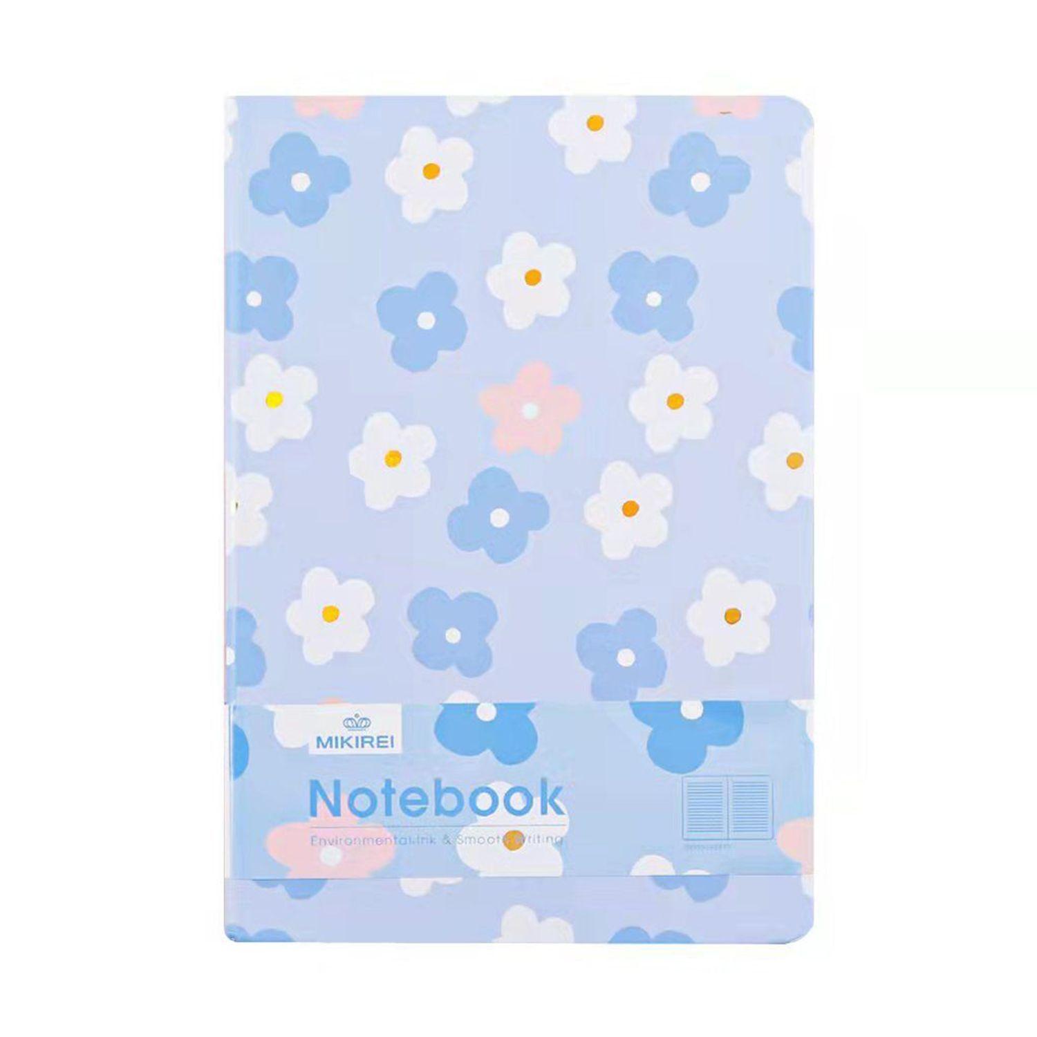 Libreta Tapa Dura Azul Flores 21x14.5cm 96pag-0
