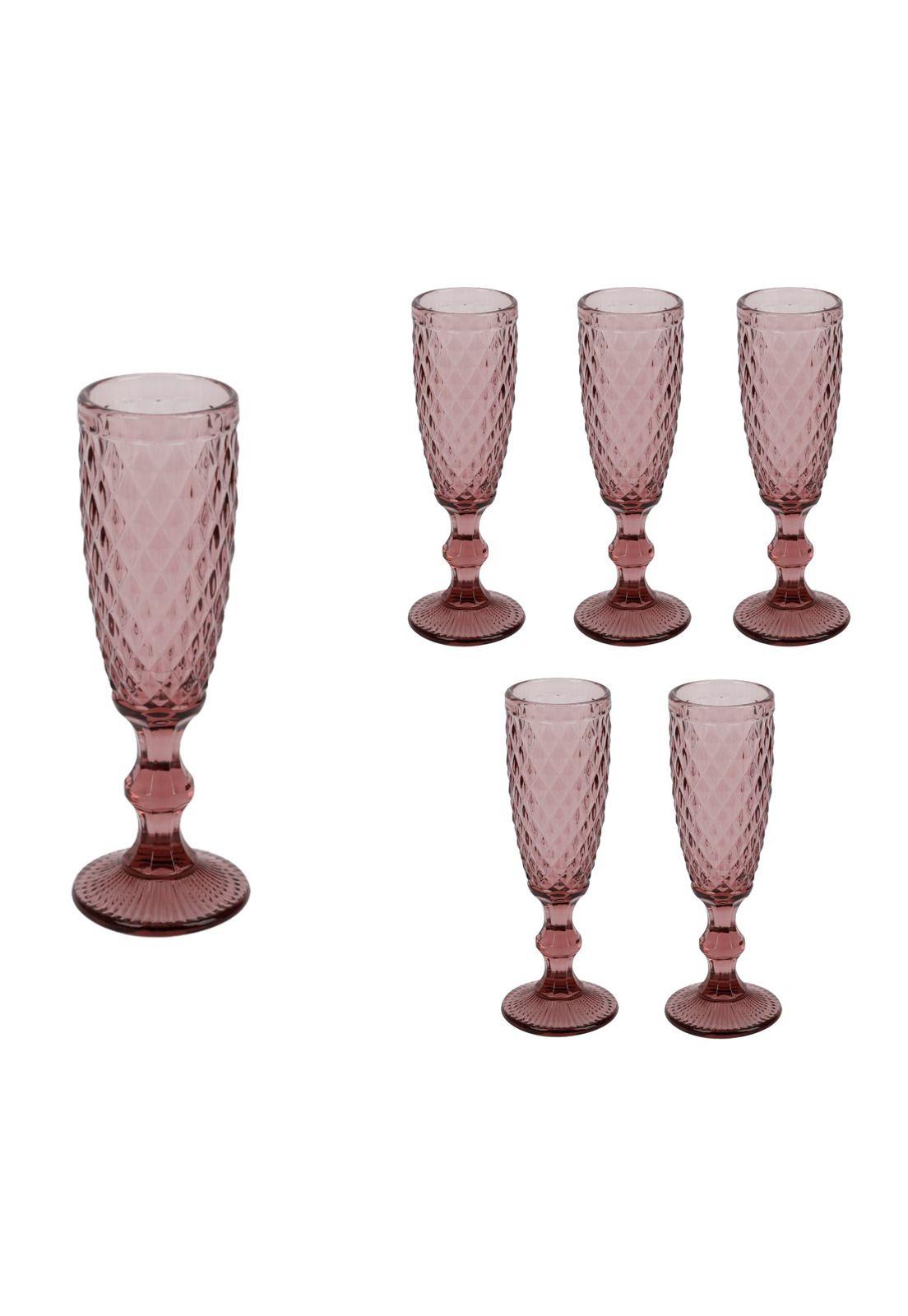 Set 6 copas vidrio rosado 160ml-2