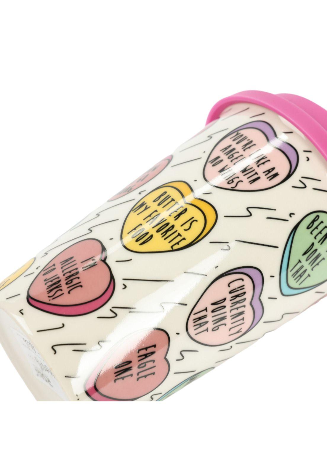 Mug Cerámica Tapa Silicona Rosado 400ml-1