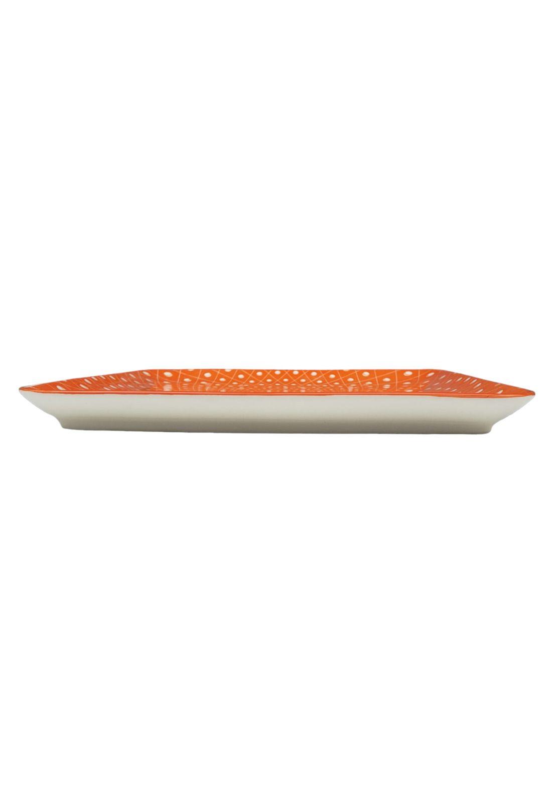 Plato Loza Cuadrado Naranja 26x2cm-2
