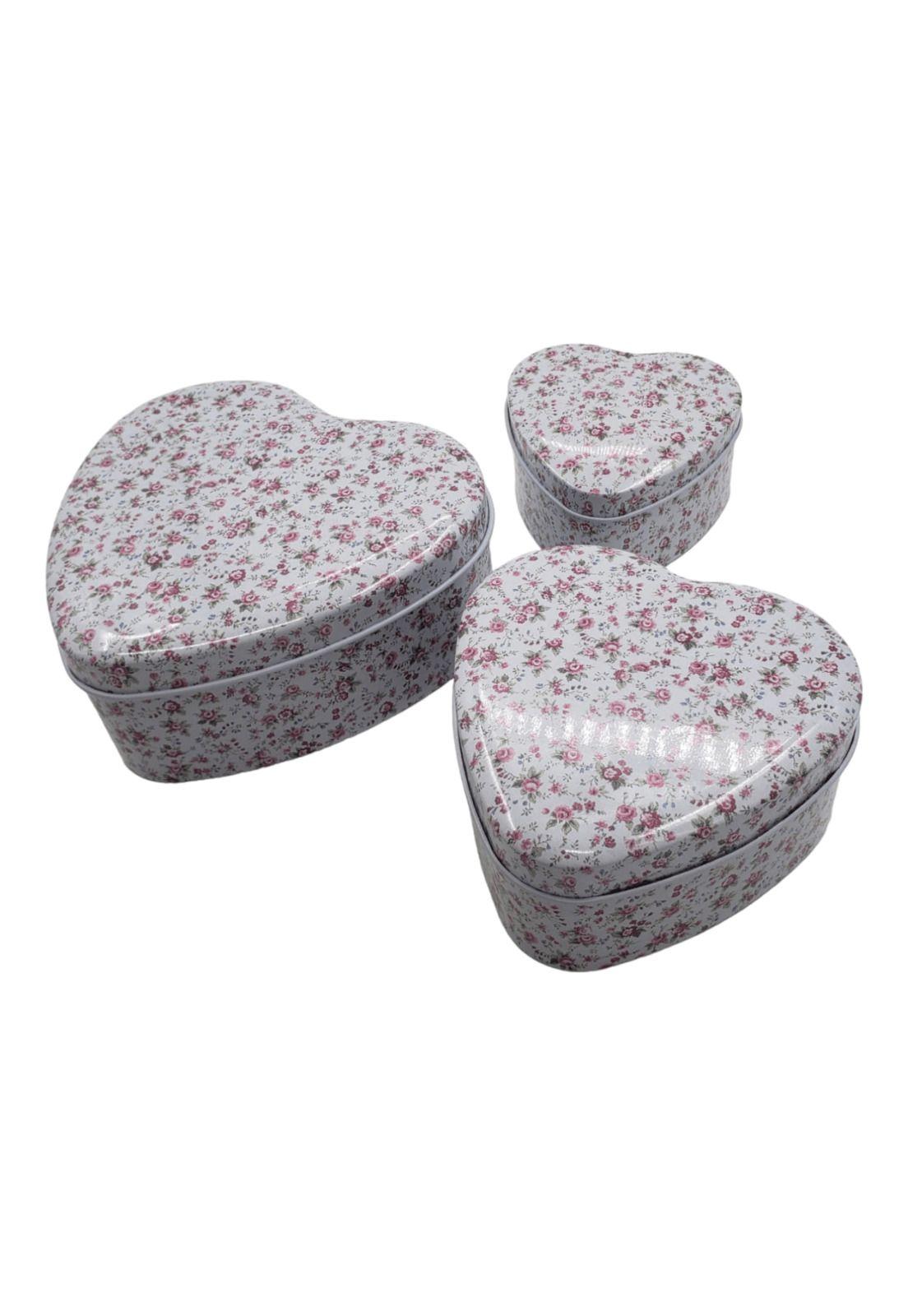 Set Cajas Diseño Corazon Metal Rosado 12x11x5cm (3u)-2