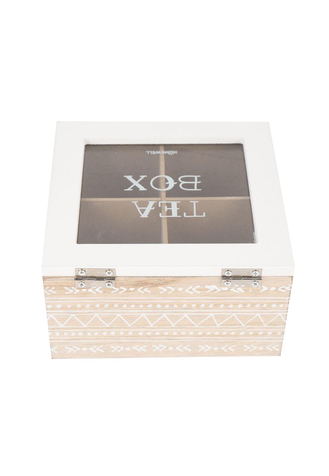 Caja de Té Madera Blanco 4 Div 15x15x8cm-2