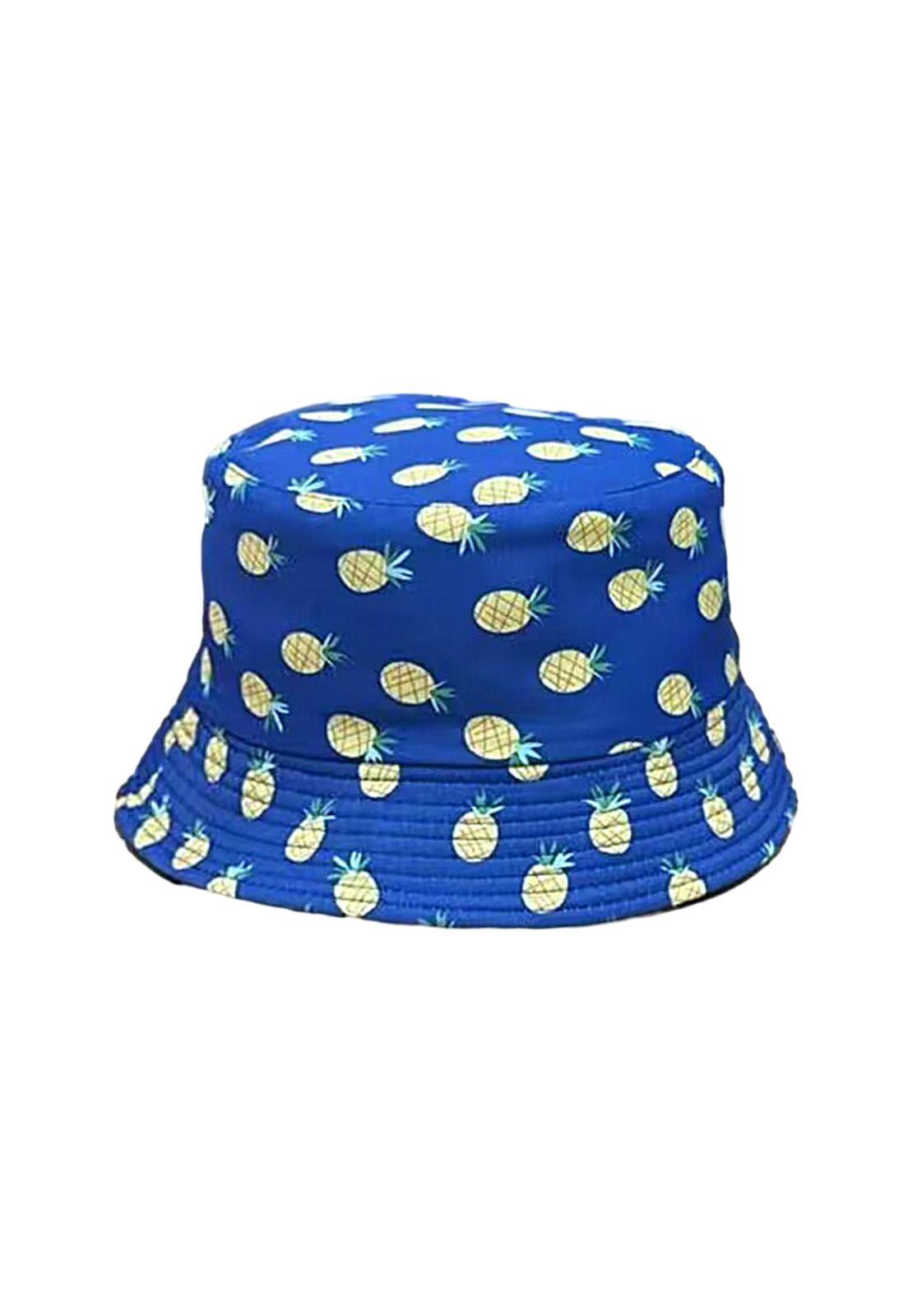 Sombrero Pescador Azul Diseño Piña 13*18cm-0