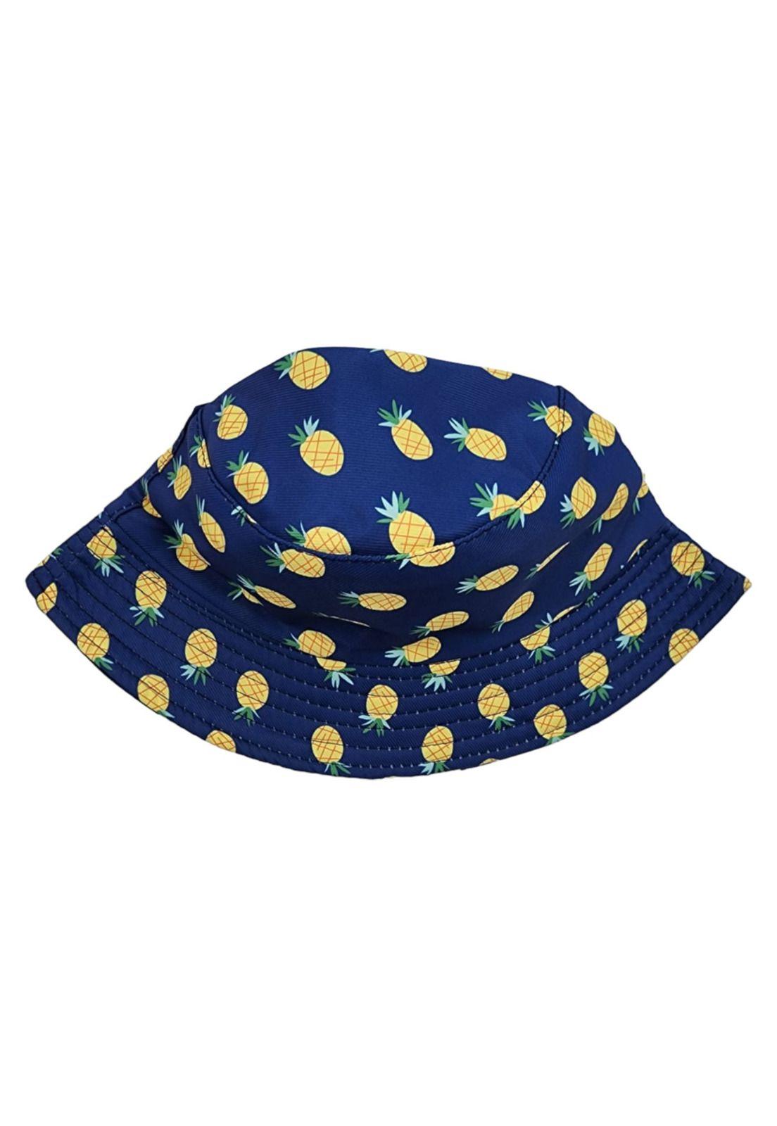 Sombrero Pescador Azul Diseño Piña 13*18cm-1