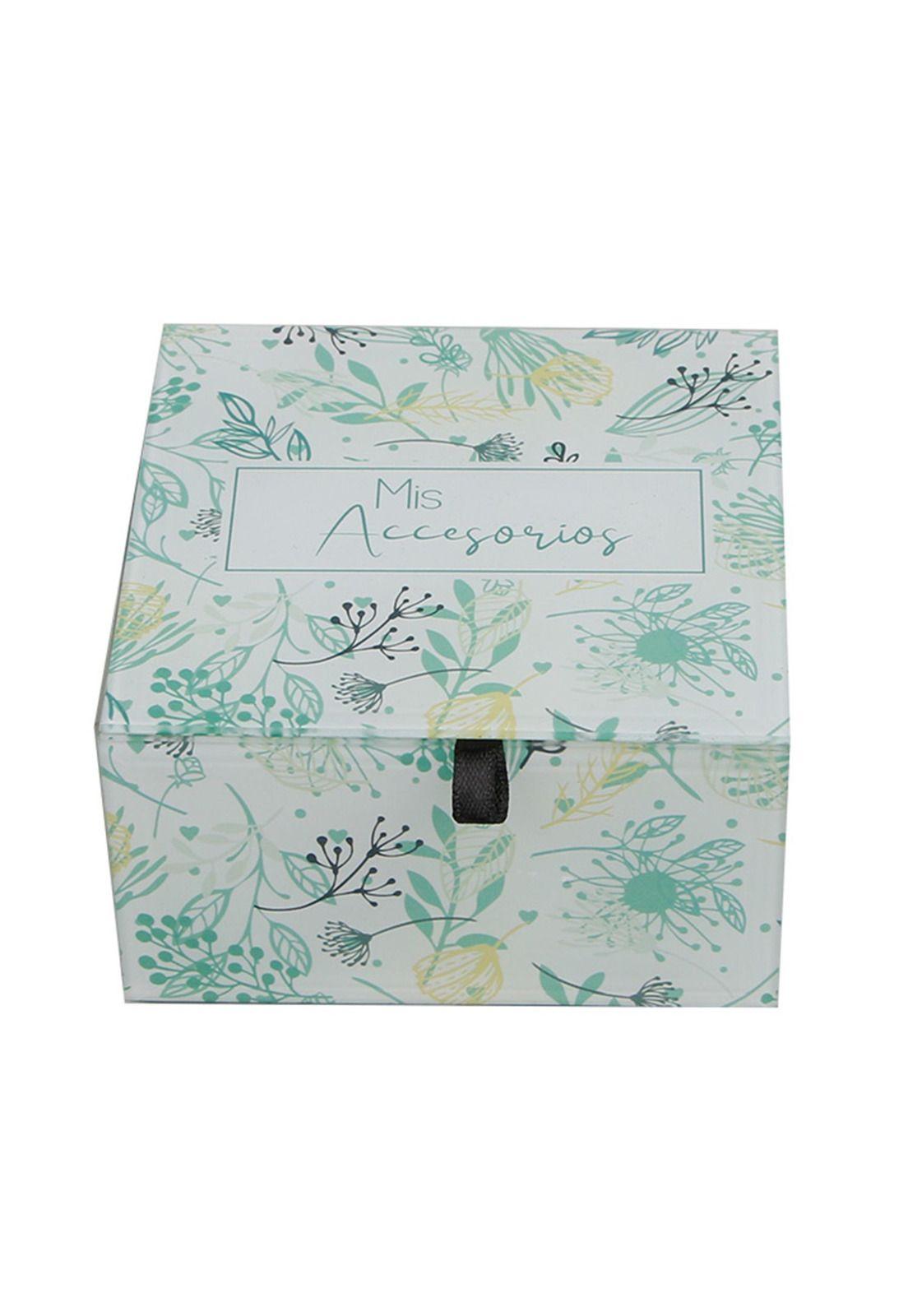 Caja de Vidrio Organizadora Verde 14x14x9cm-0