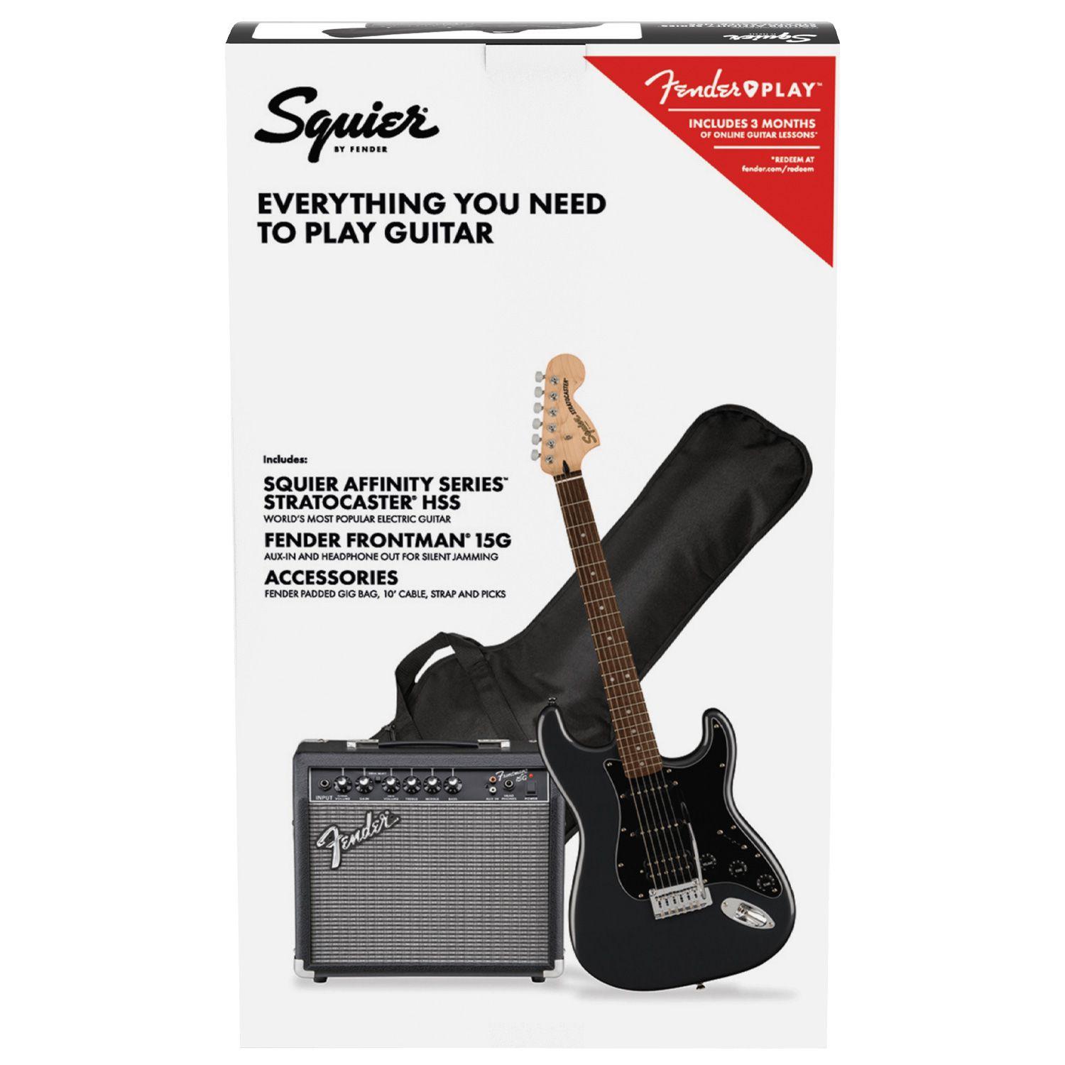 Pack Guitarra Eléctrica Stratocaster Affinity HSS Charcoal Frost Metallic - Squier-0