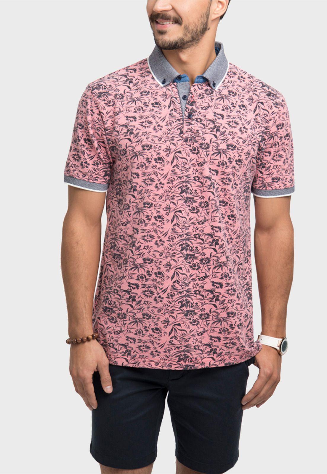 Polera Piqué Flower Print Manga Corta-0