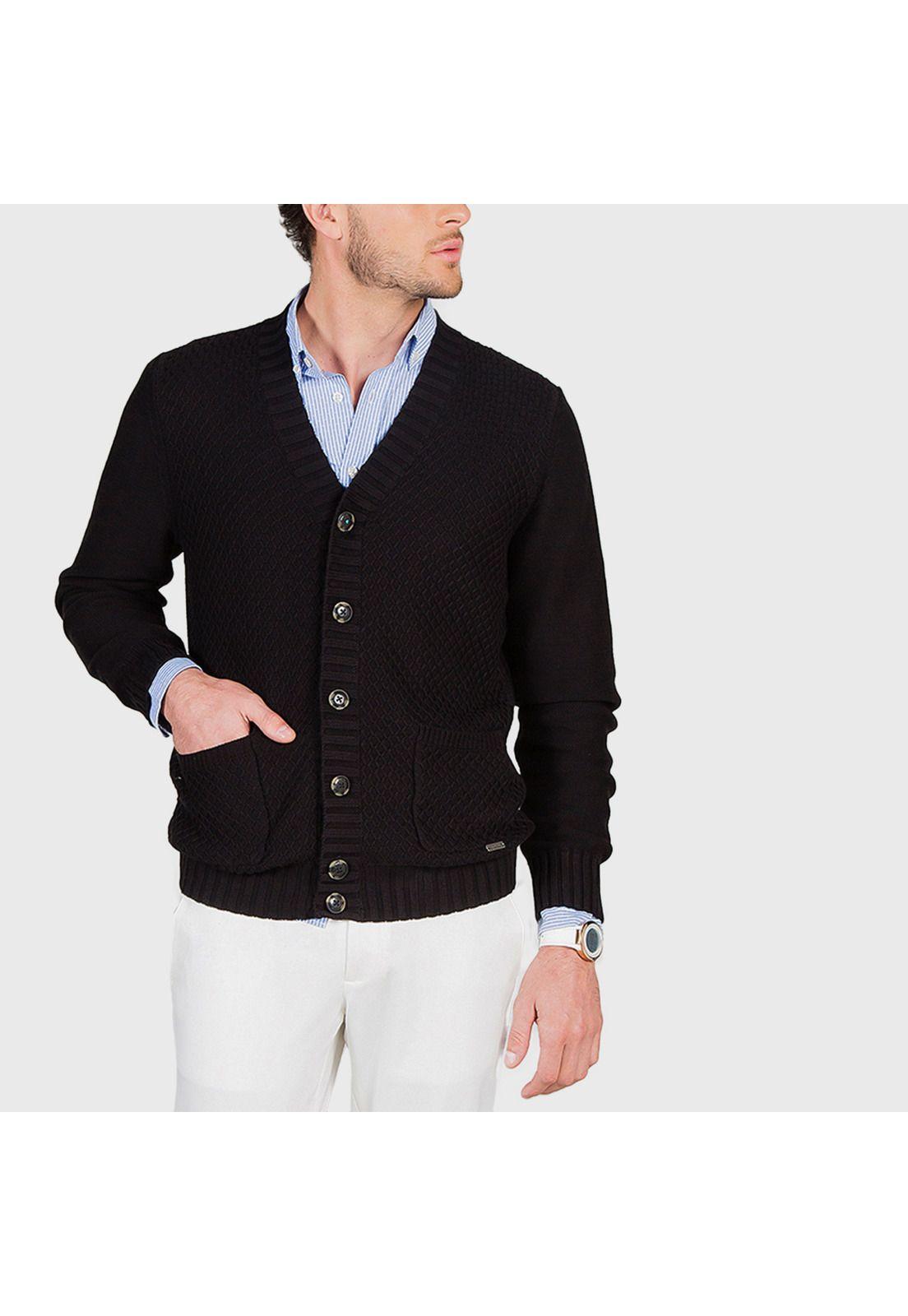Cardigan Manga Larga Negro-0