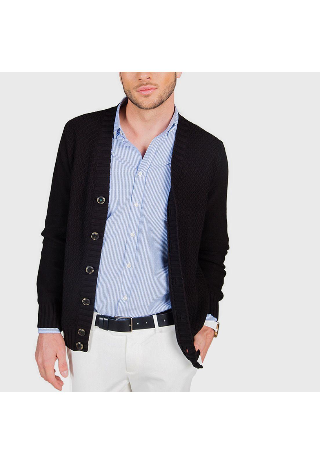 Cardigan Manga Larga Negro-2
