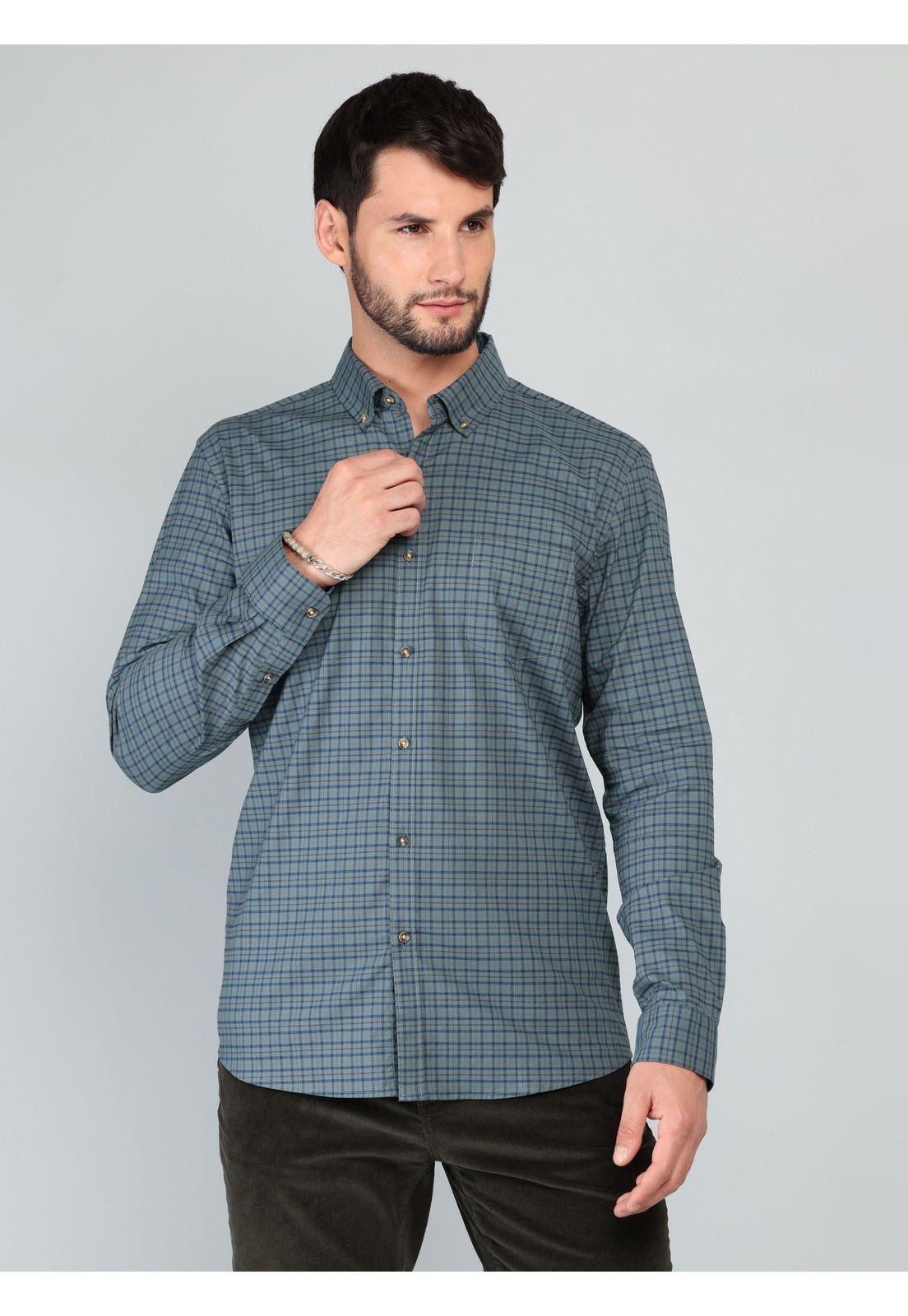 Camisa A Cuadros Spandex Regular Fit Verde Arrow-0