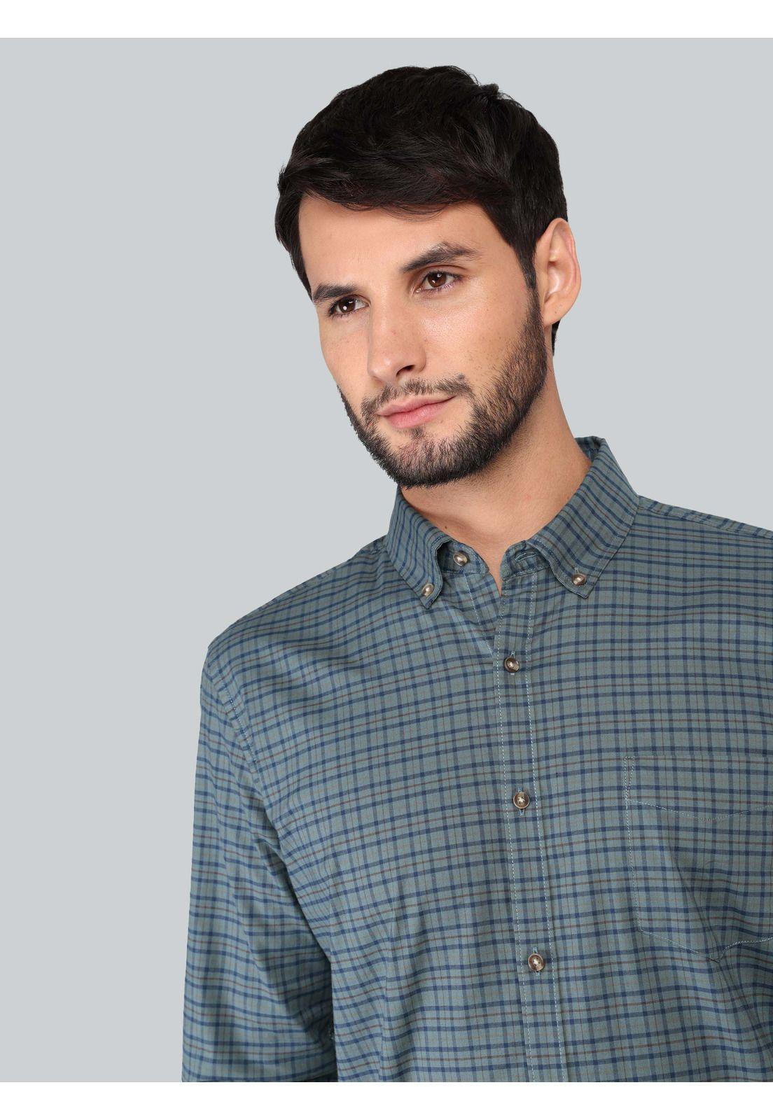 Camisa A Cuadros Spandex Regular Fit Verde Arrow-2