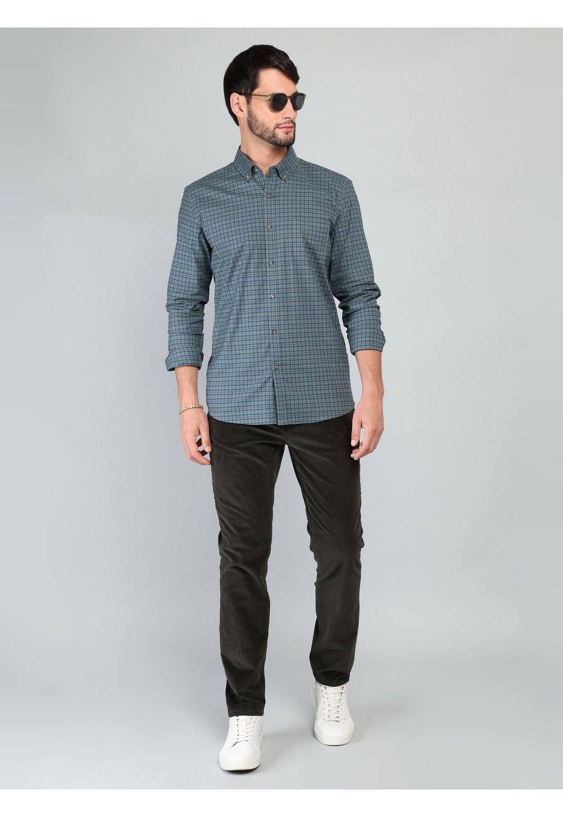 Camisa A Cuadros Spandex Regular Fit Verde Arrow-3