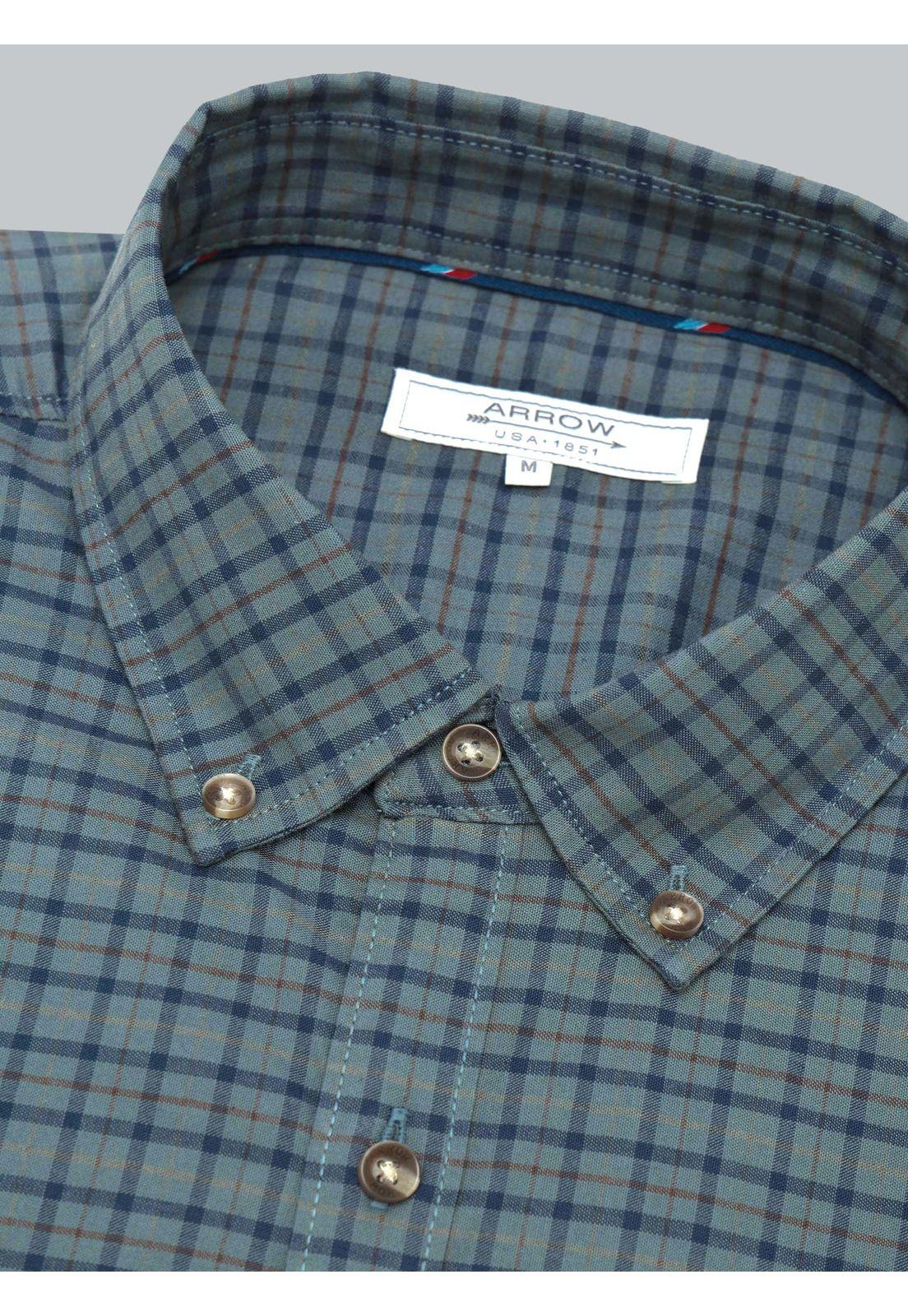 Camisa A Cuadros Spandex Regular Fit Verde Arrow-5