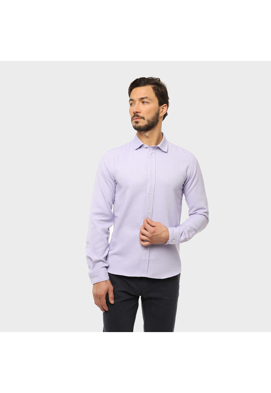 Camisa Casual Texturada Lila-0