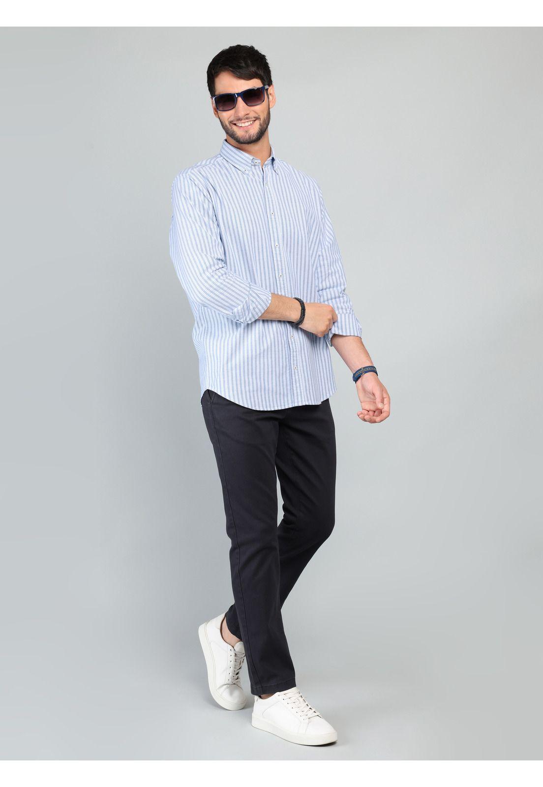 Camisa Oxford Spandex Regular fit Celeste Arrow-3