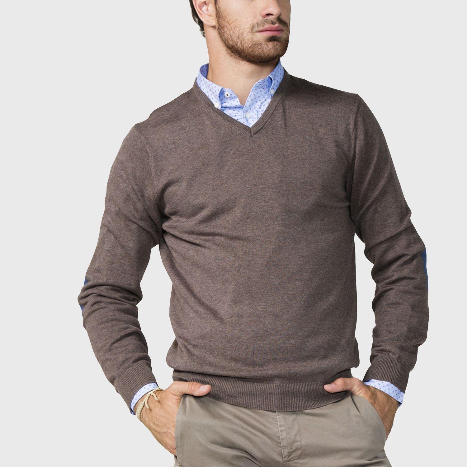 Sweater Cuello V Patch Manga Larga-0