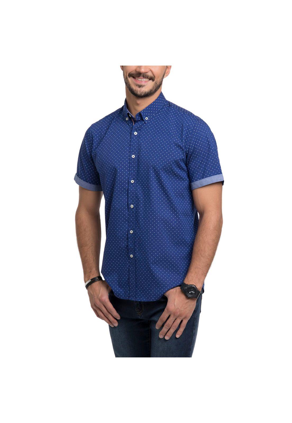 Camisa Oxford Print Manga Corta-0