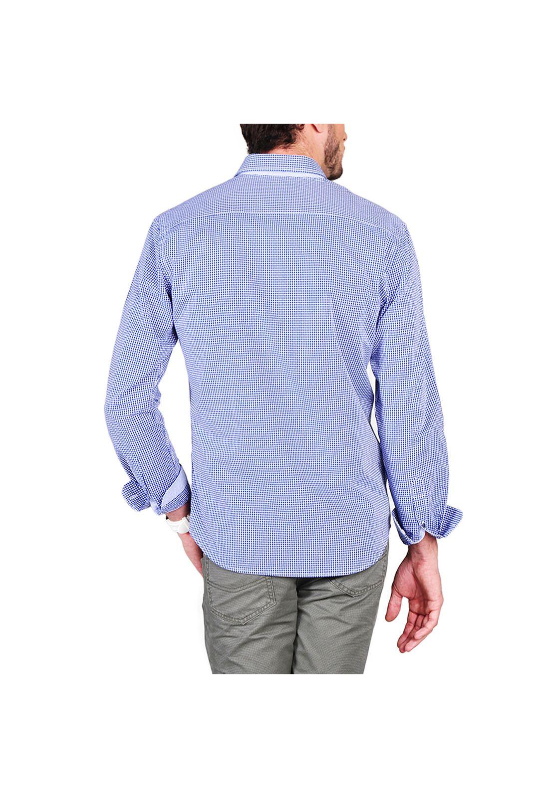 Camisa Casual Fantasía Manga Larga Azul-1