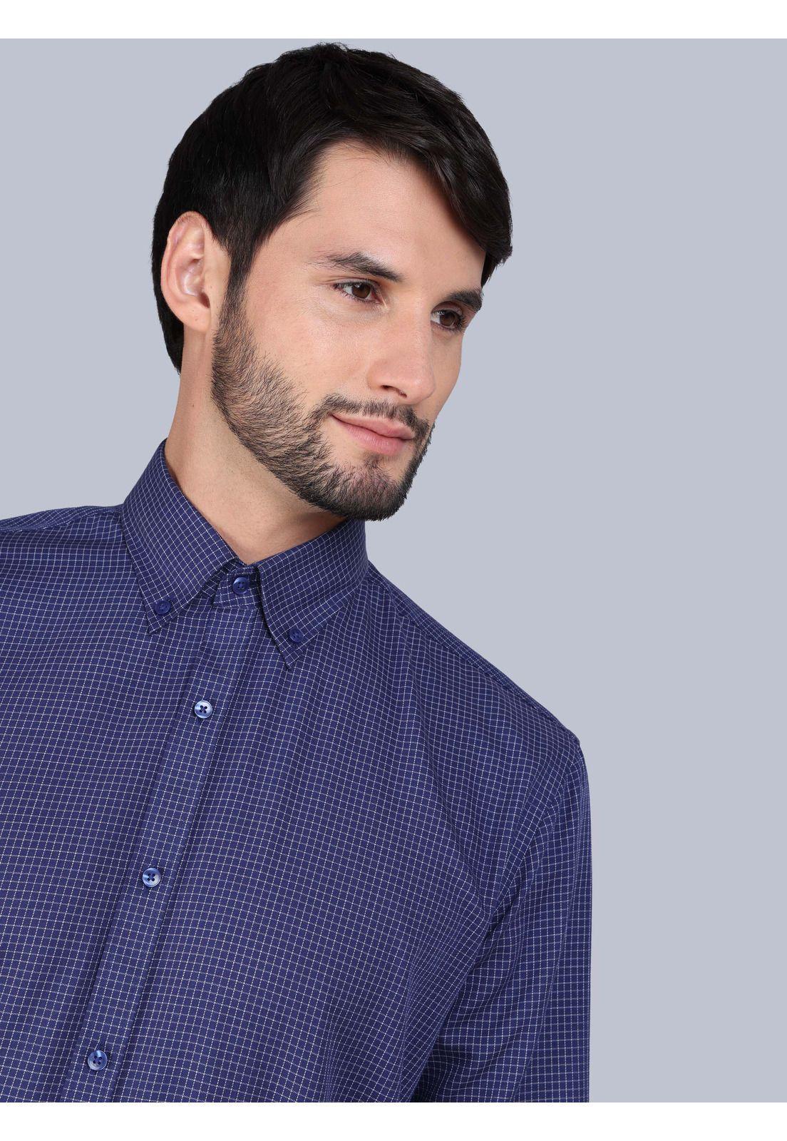 Camisa Formal A Cuadros Tailored Fit Azul Arrow-3