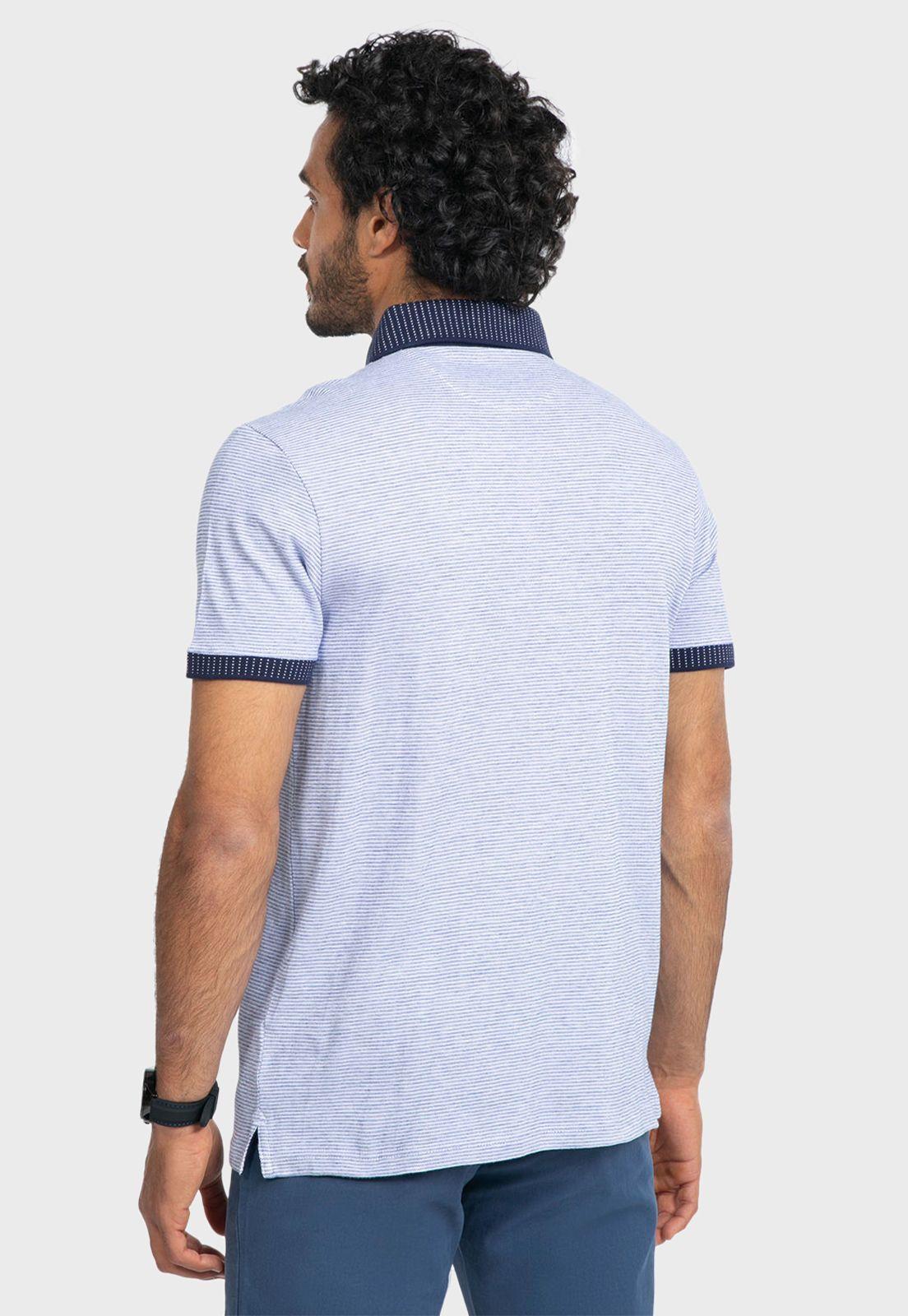 Polera Manga Corta Rayas Celeste Arrow-1