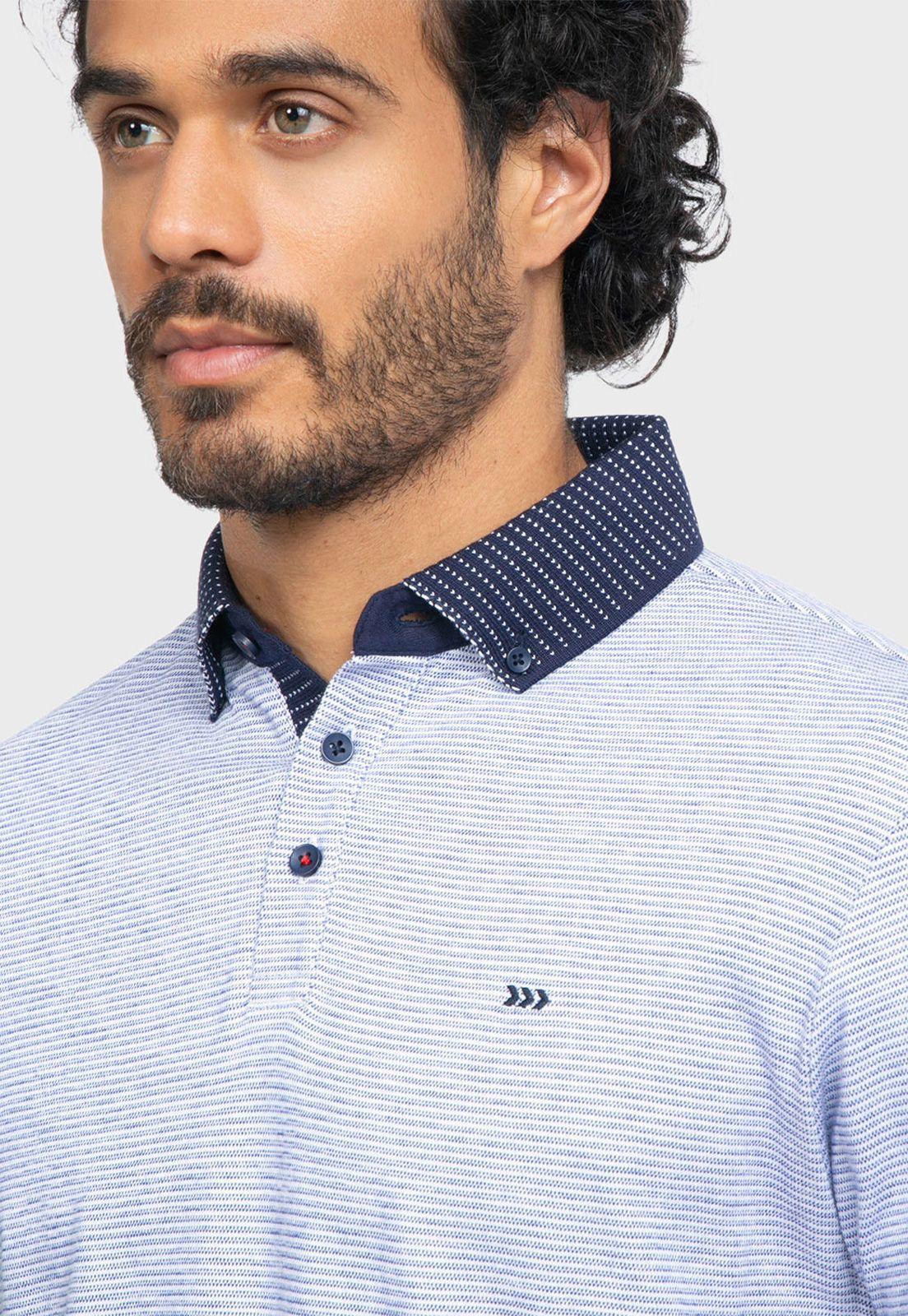 Polera Manga Corta Rayas Celeste Arrow-2