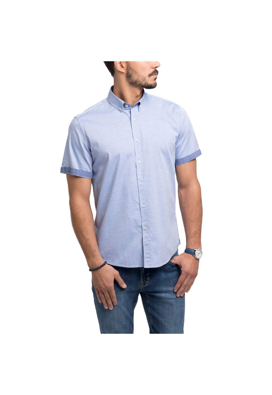 Camisa Texturada Manga Corta-0