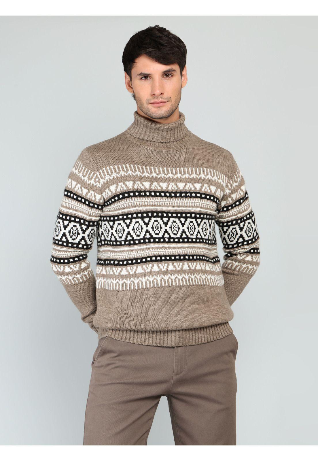 Sweater Cuello Alto Regular Fit Beige Arrow-0