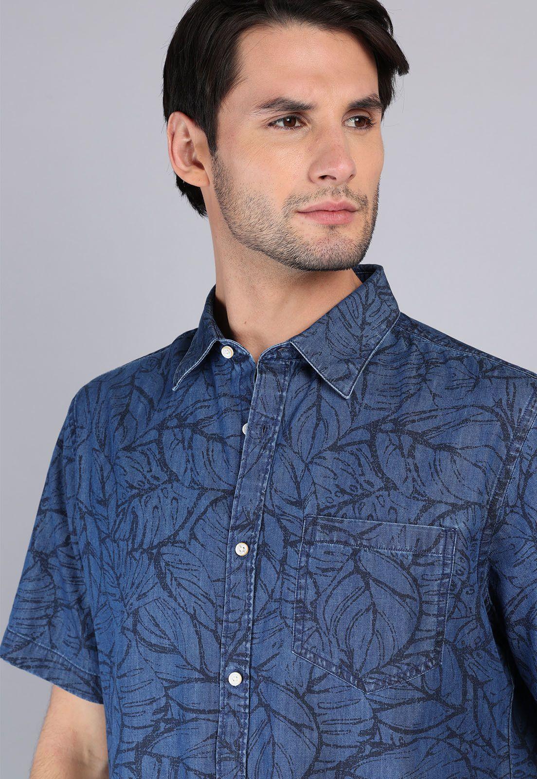 Camisa Denim Print Manga Corta Arrow CM32055CE-2