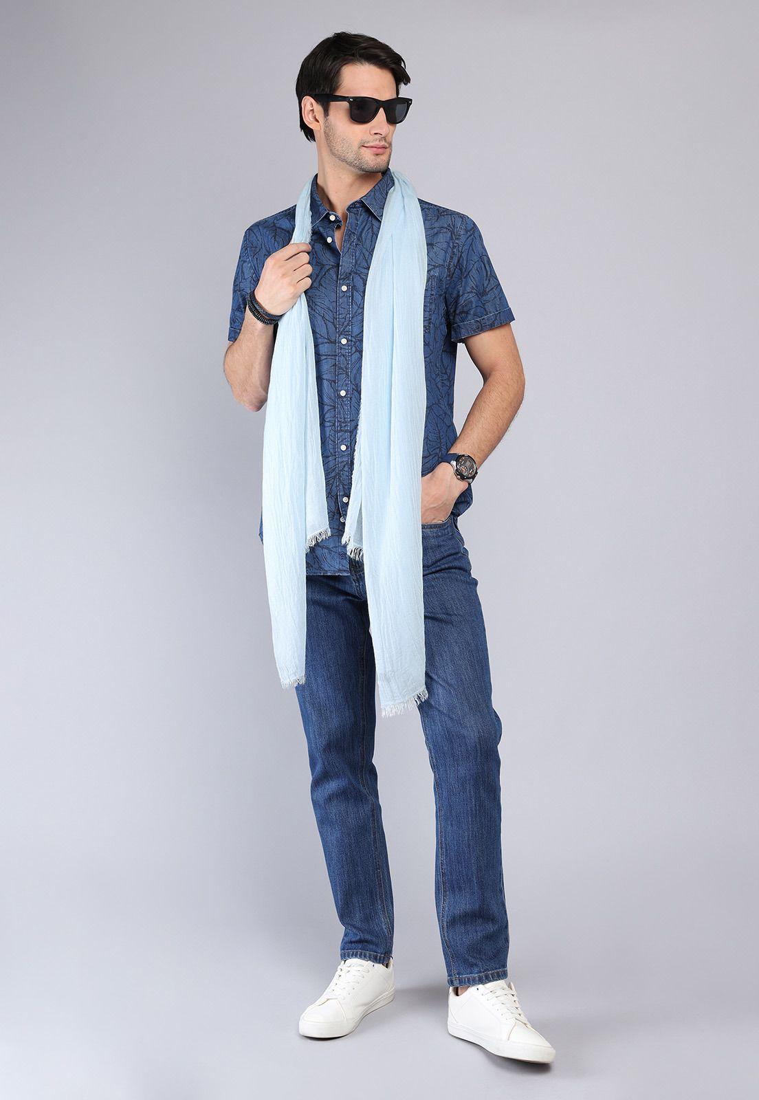 Camisa Denim Print Manga Corta Arrow CM32055CE-3