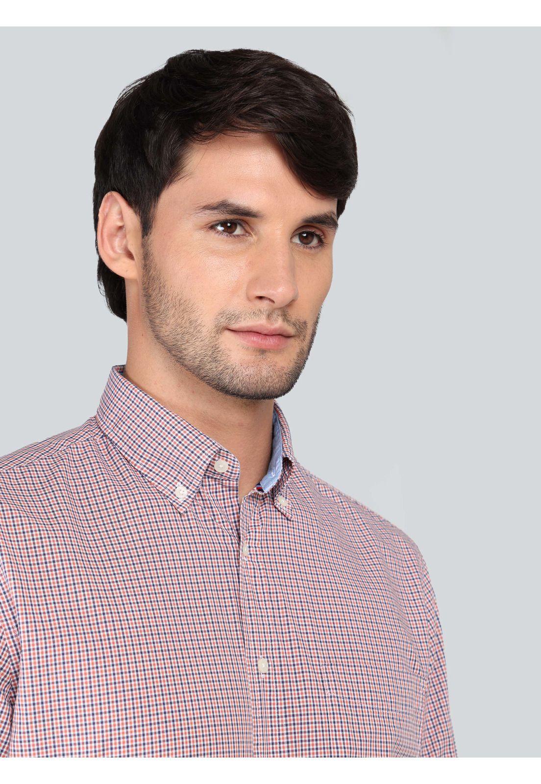 Camisa A Cuadros Regular Fit Naranja Arrow-2