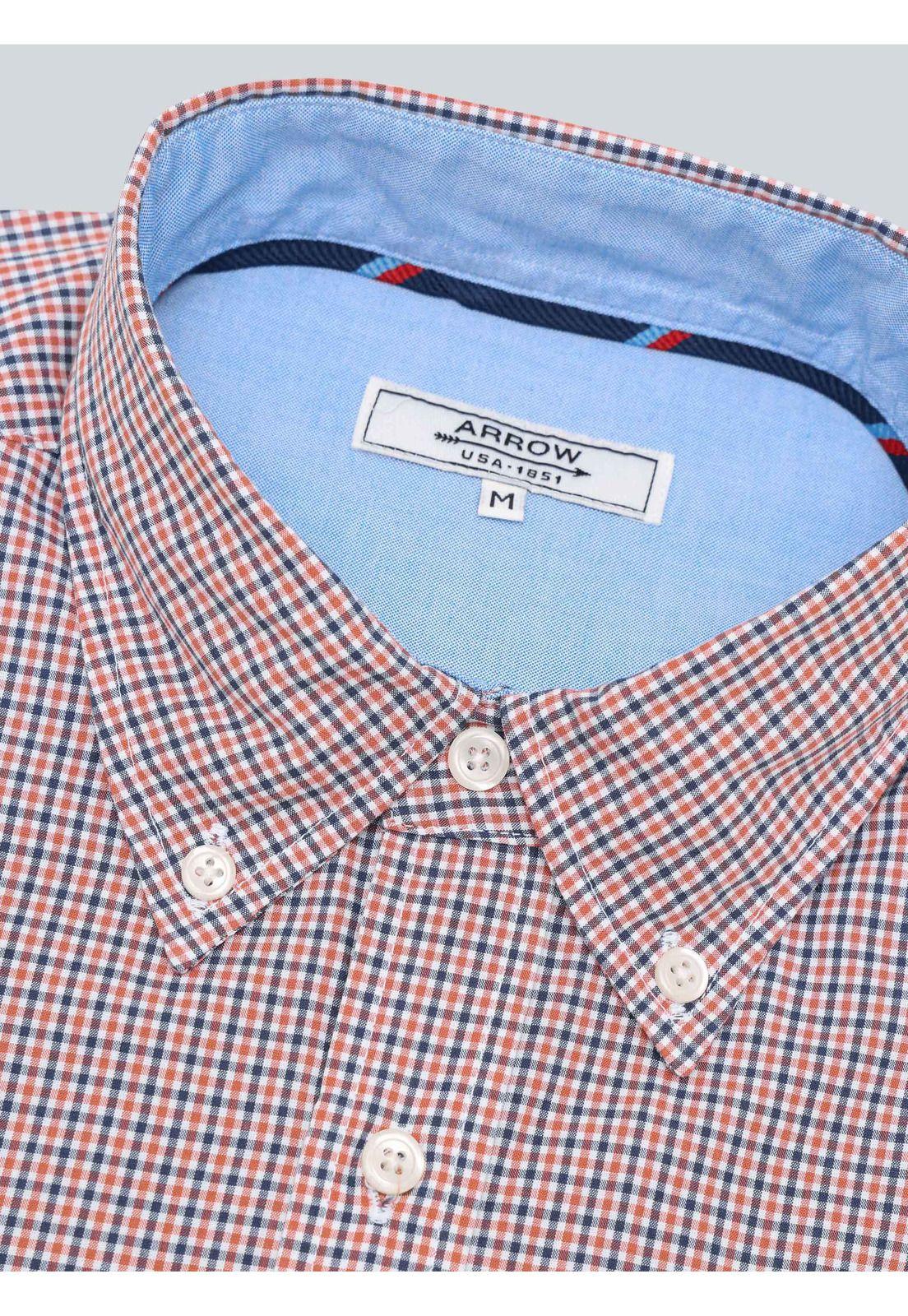 Camisa A Cuadros Regular Fit Naranja Arrow-4