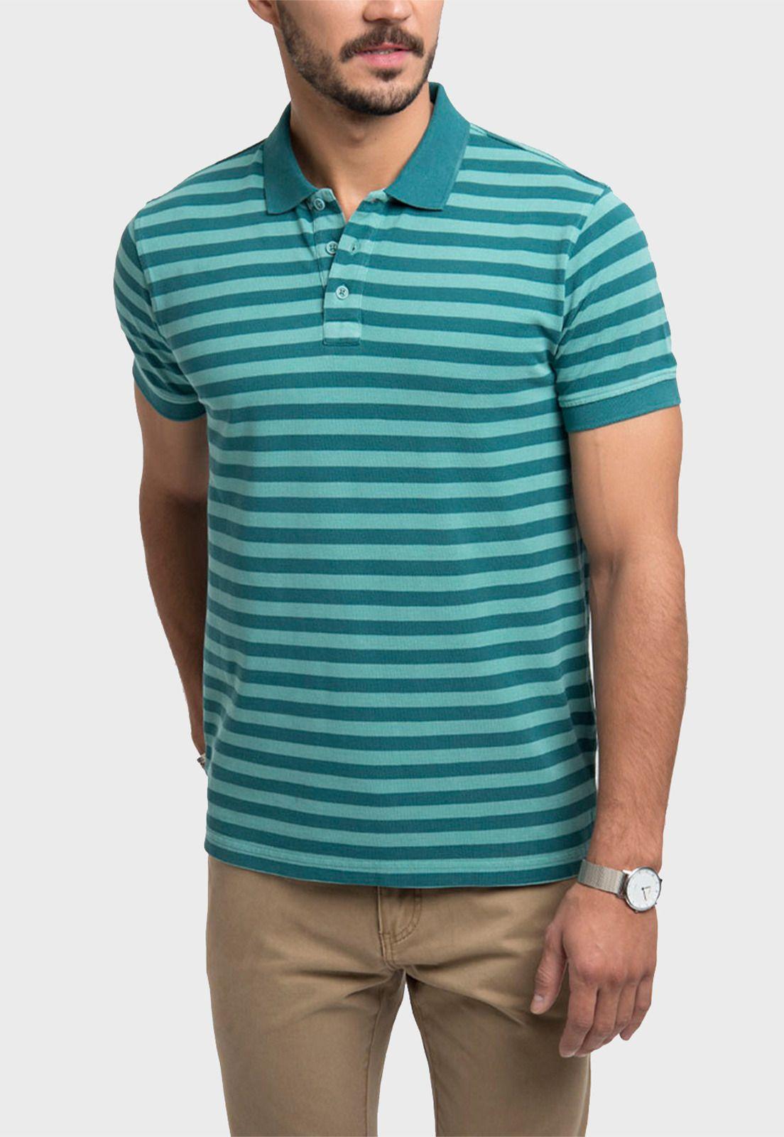 Polera Piqué Rayada Manga Corta-0