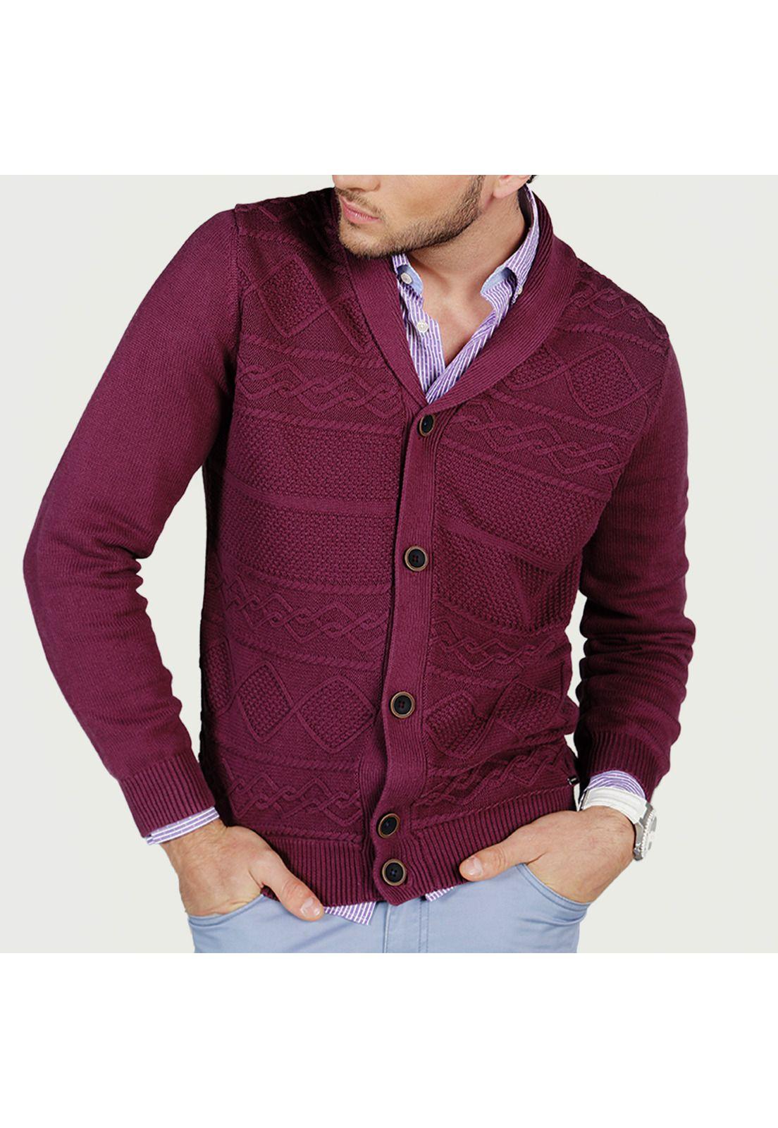 Cardigan Manga Larga Burdeo-2