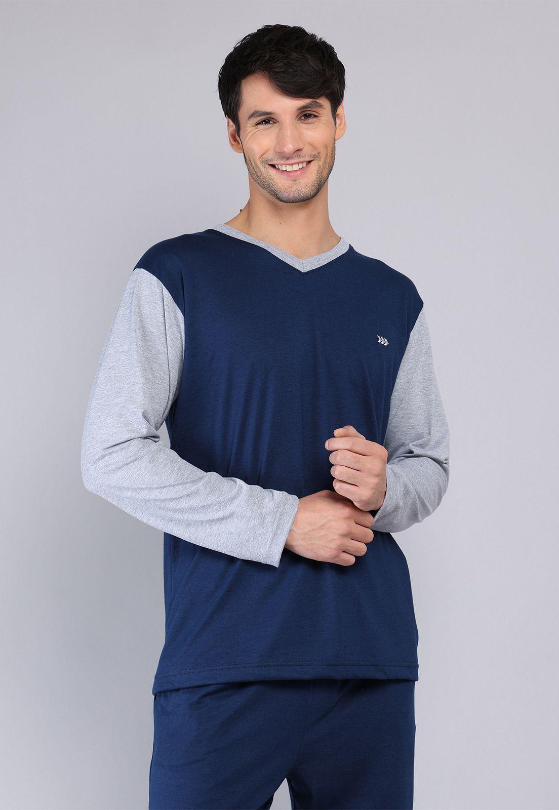 Pijama Largo Cuello V Arrow P1I3124AZ-2
