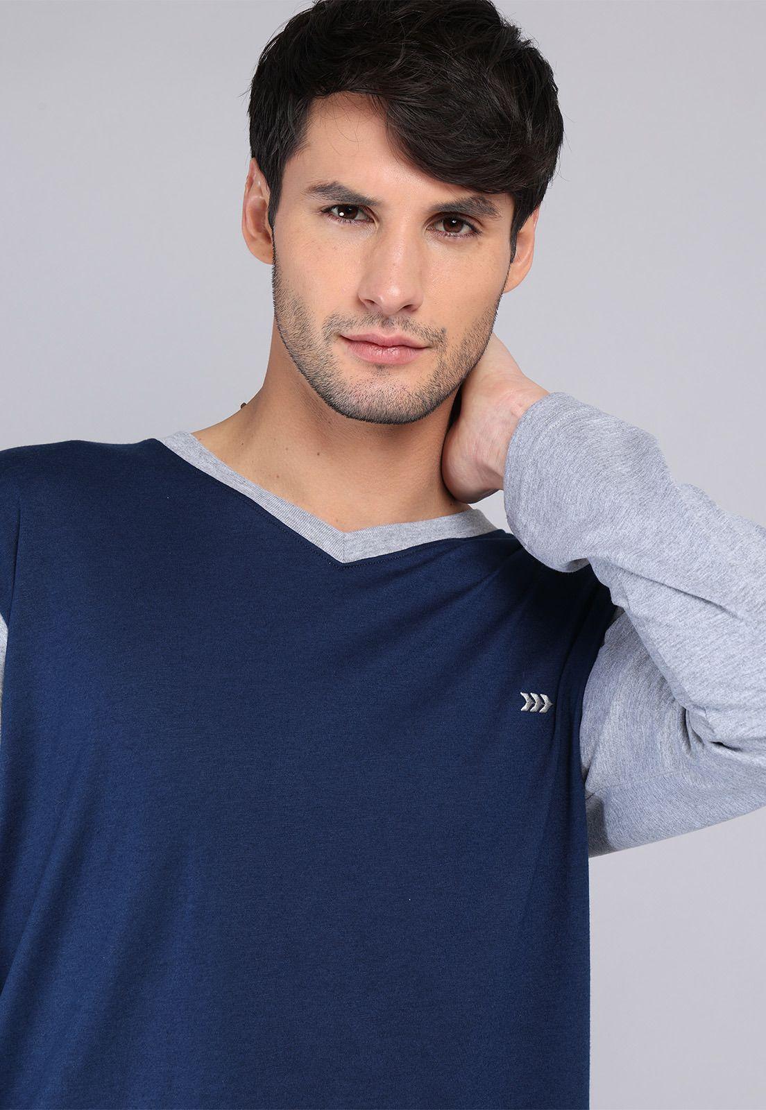 Pijama Largo Cuello V Arrow P1I3124AZ-3