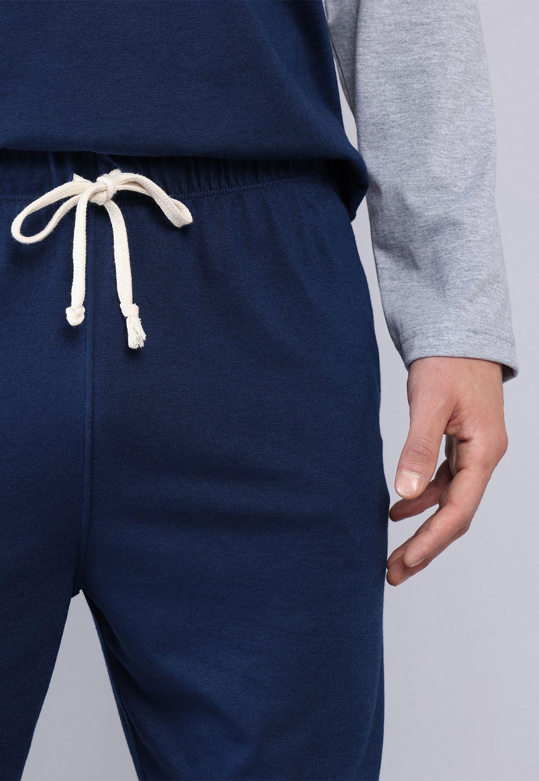 Pijama Largo Cuello V Arrow P1I3124AZ-5