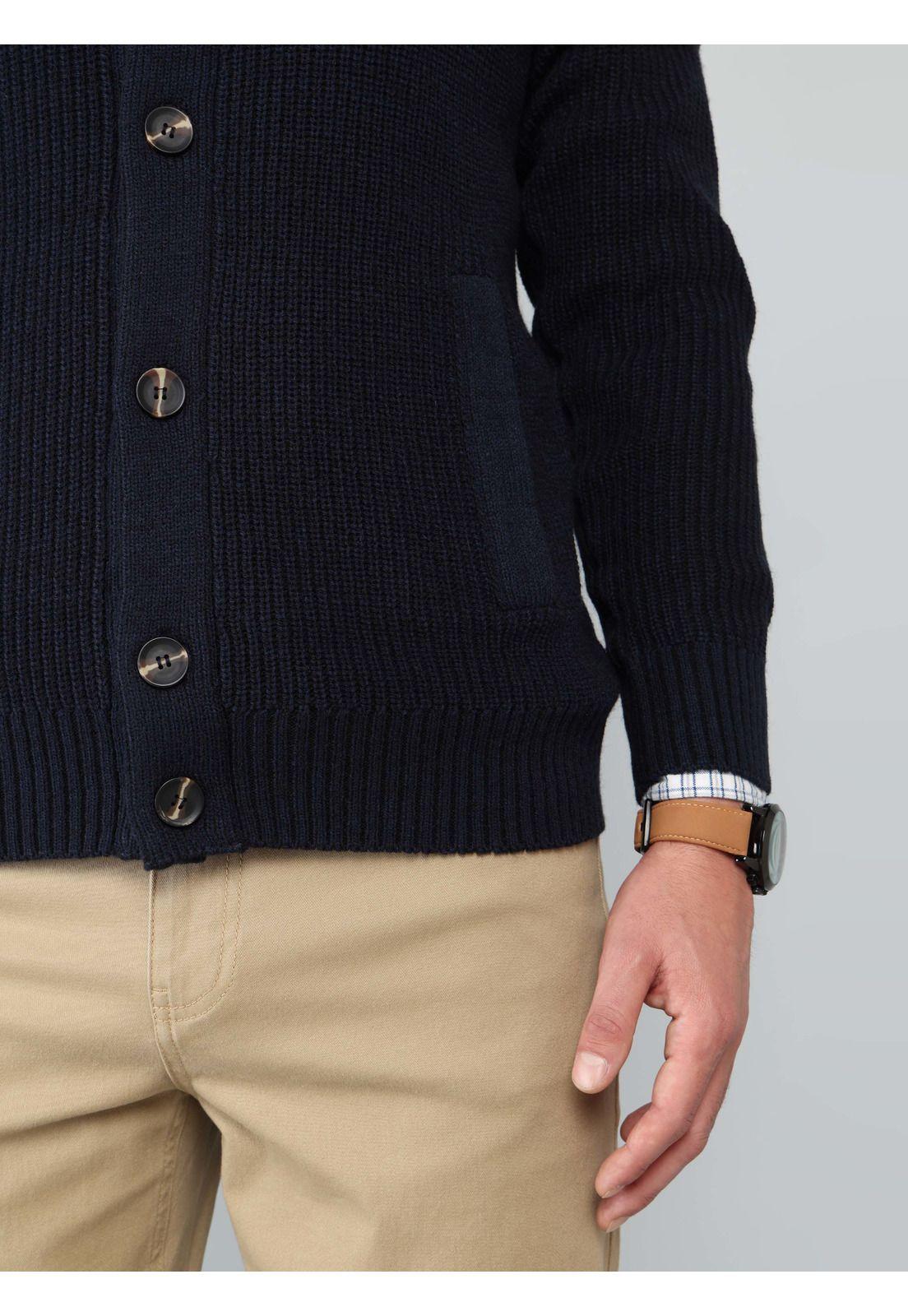 Cárdigan Cuello Alto Regular Fit Azul Arrow-4