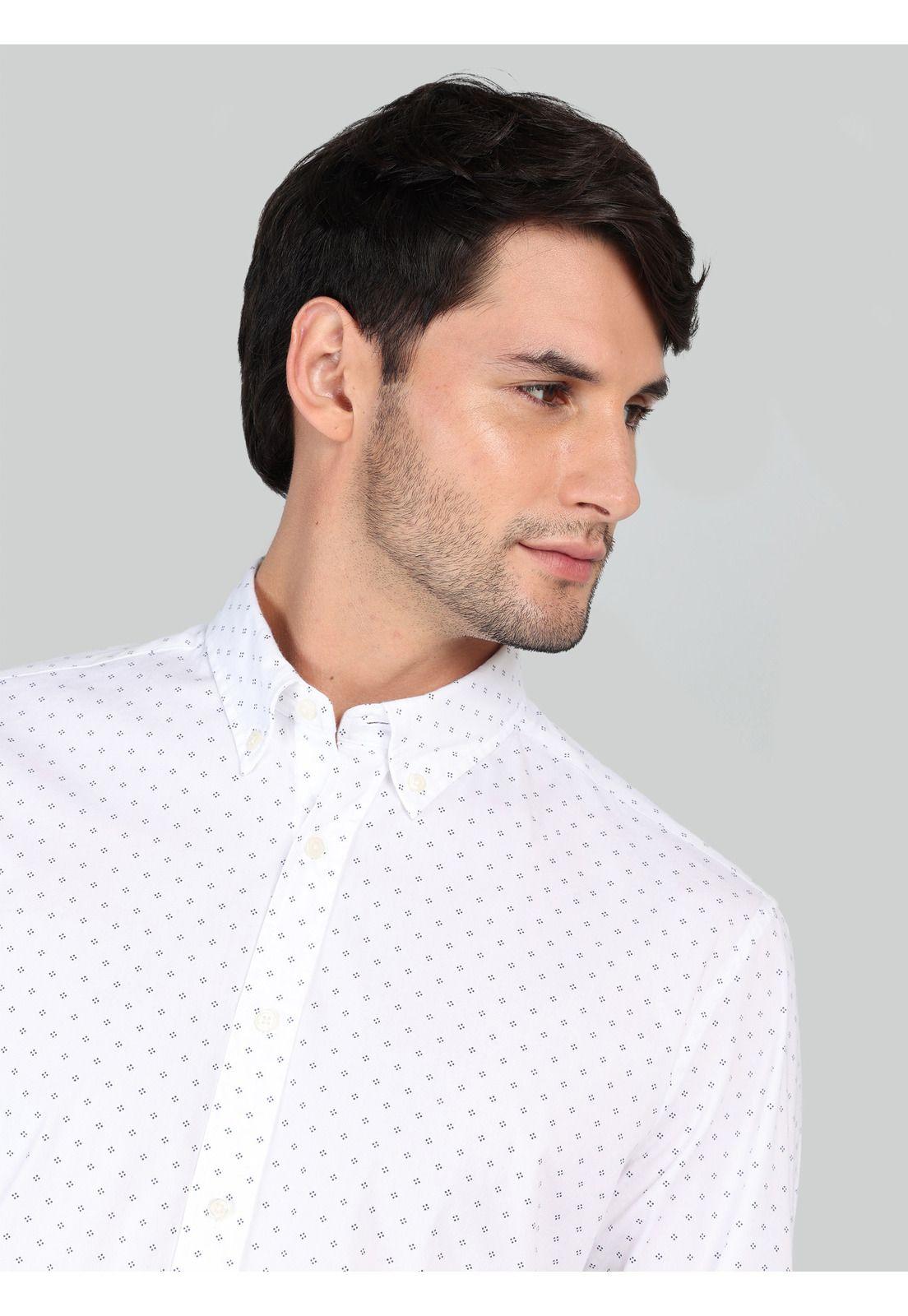 Camisa Print Spandex Regular Fit Blanco Arrow-2