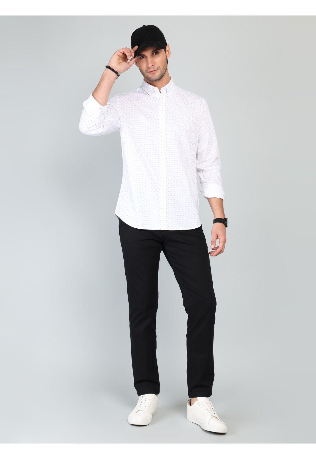 Camisa Print Spandex Regular Fit Blanco Arrow-3