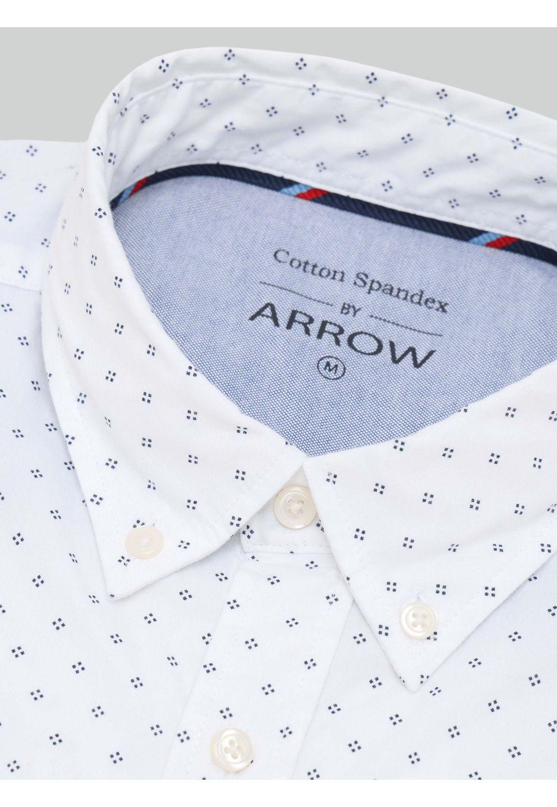 Camisa Print Spandex Regular Fit Blanco Arrow-4