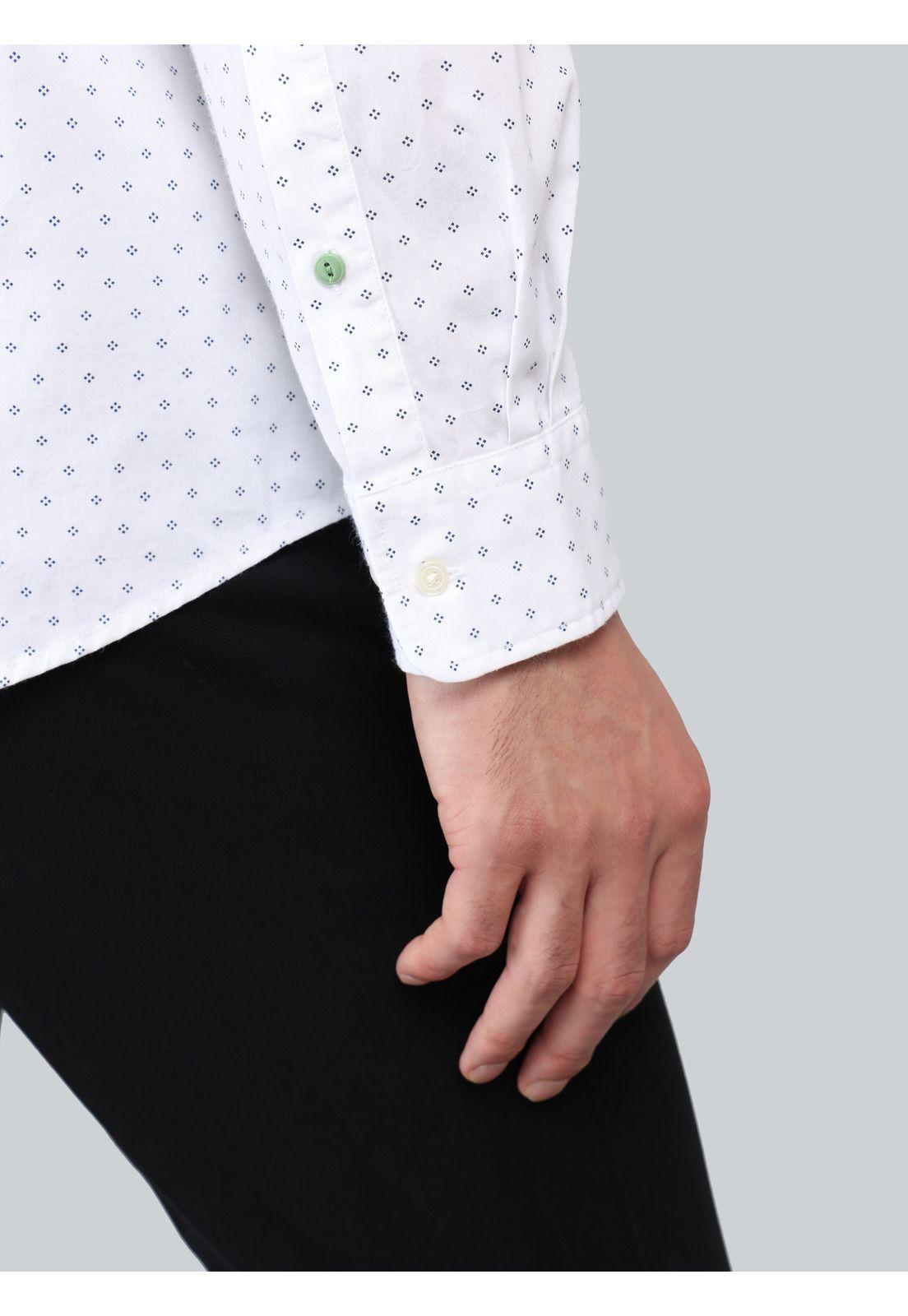 Camisa Print Spandex Regular Fit Blanco Arrow-5