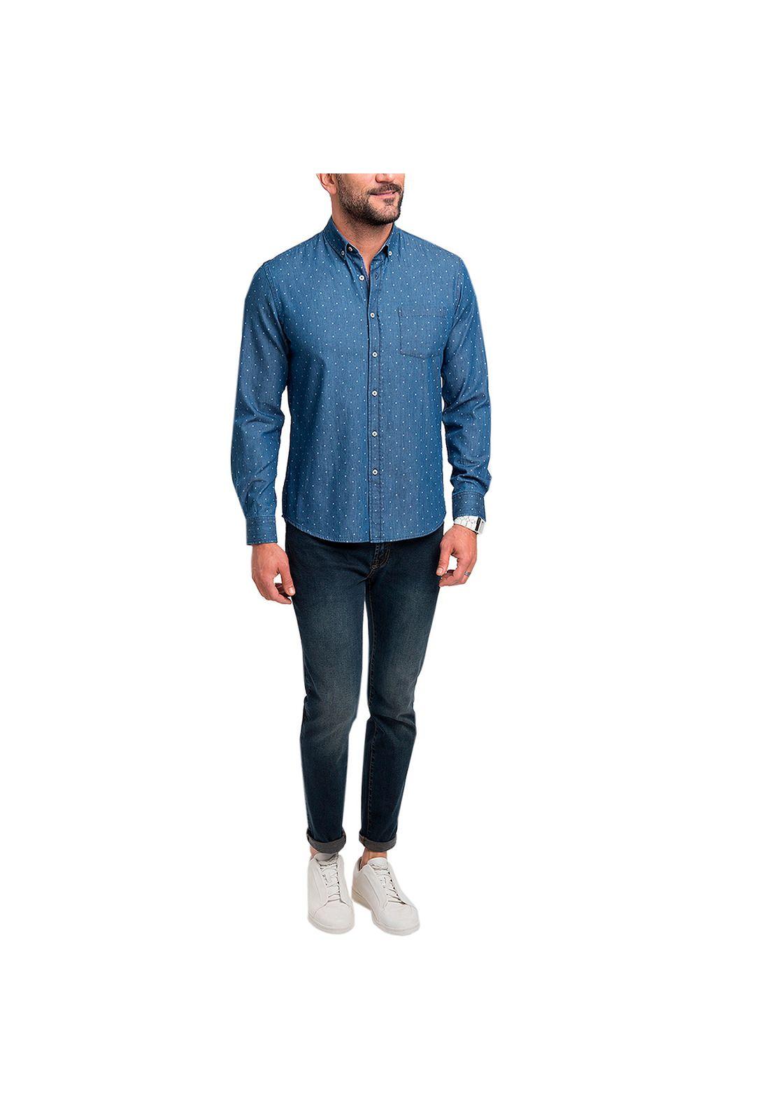 Camisa Denim Puntos Manga Larga-3