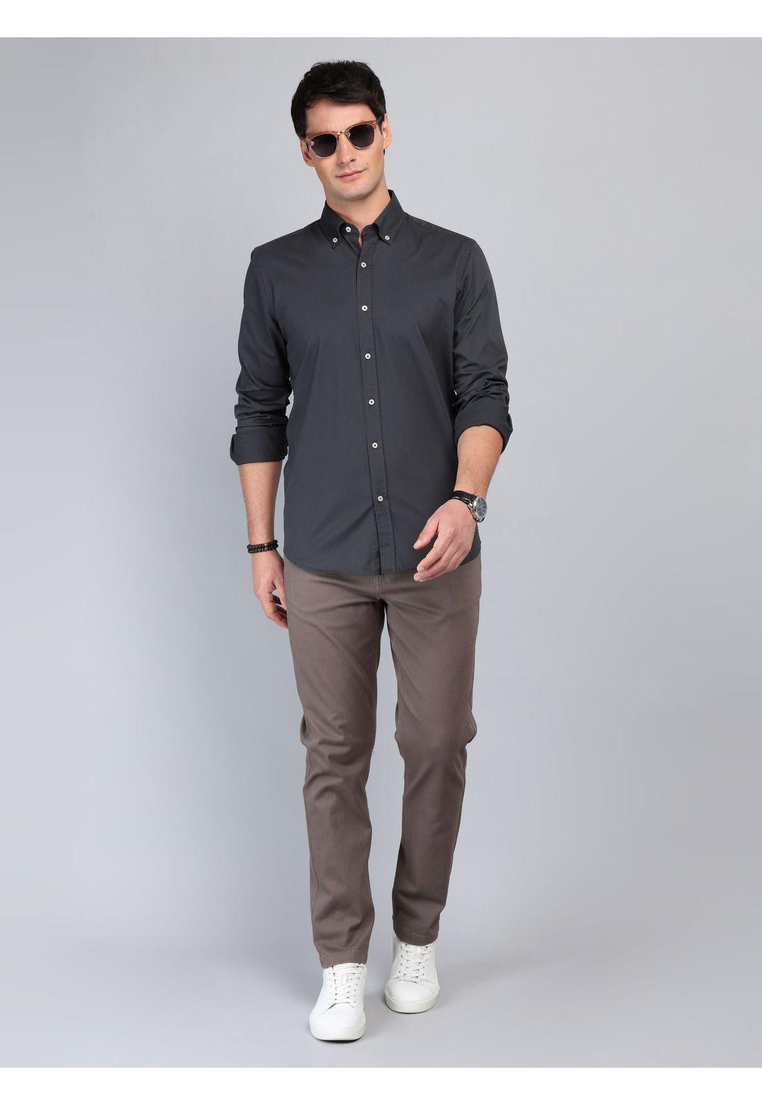 Camisa Lisa Regular Fit Carbón Arrow-3