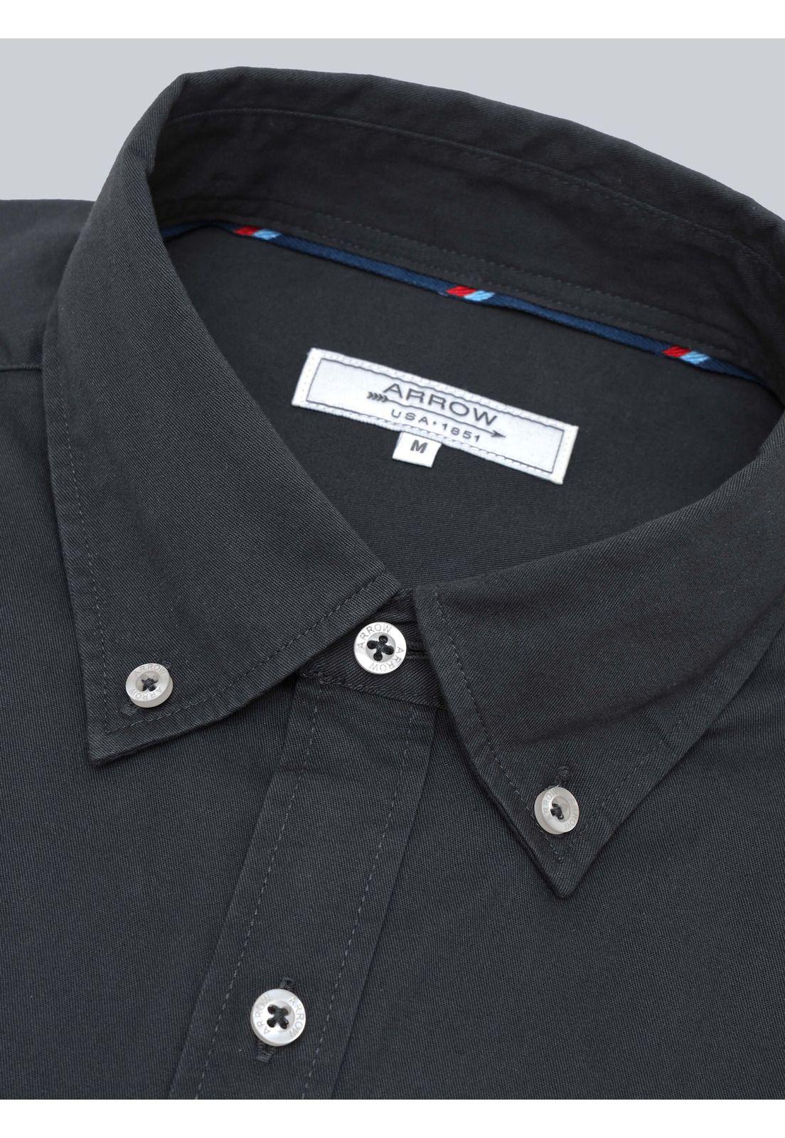 Camisa Lisa Regular Fit Carbón Arrow-4