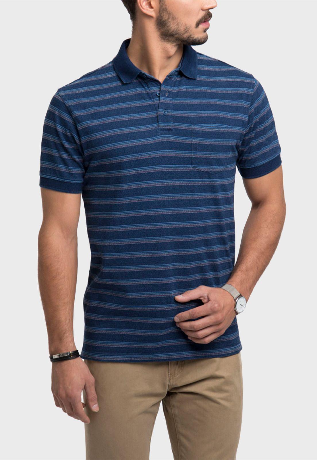 Polera Jersey Denim Rayada Manga Corta-0