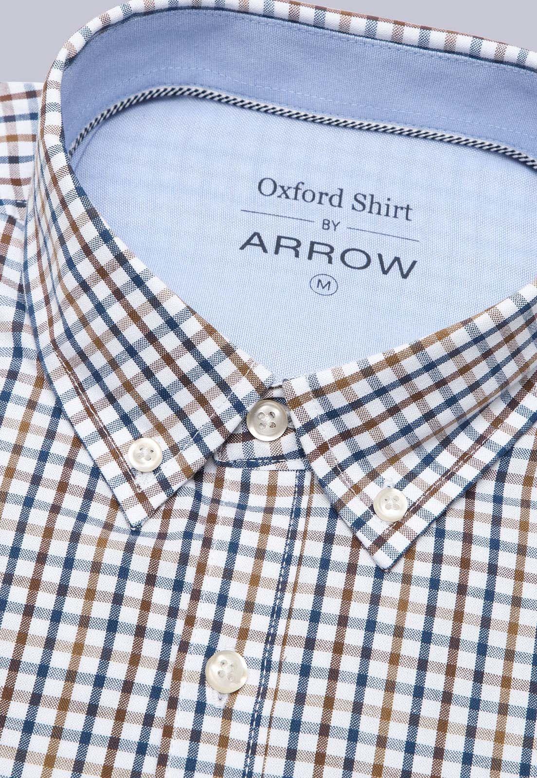 Camisa Oxford Cuadros Manga Larga Arrow CM3011SBE-4